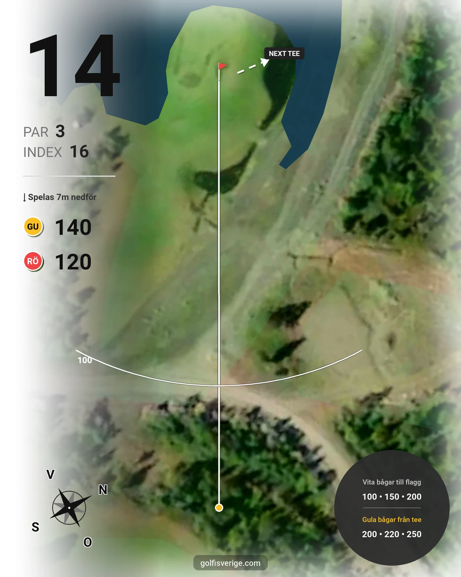 Banguide Kiruna - Iron Mine Course på Kiruna Golfklubb - Hål 14 karta