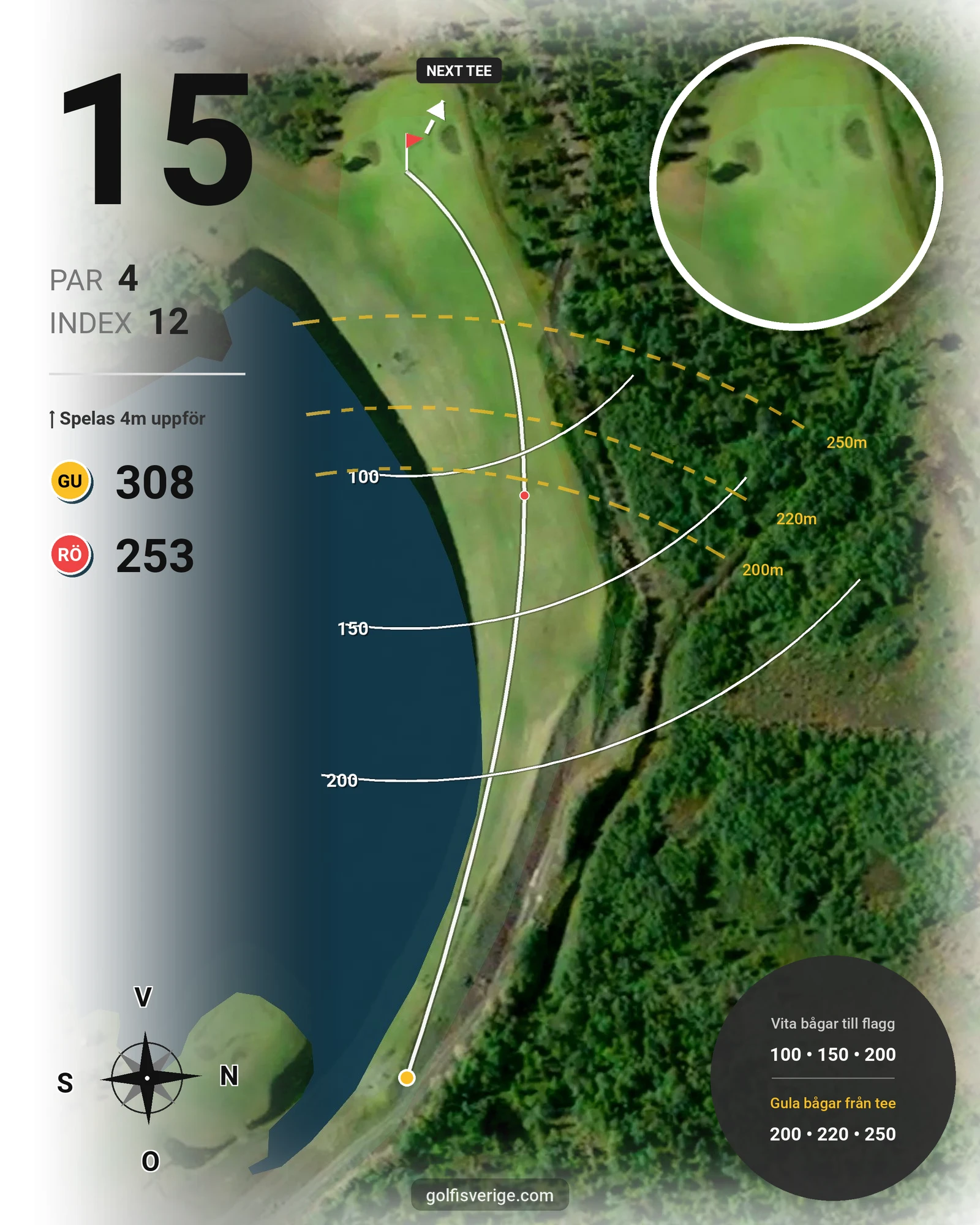 Banguide Kiruna - Iron Mine Course på Kiruna Golfklubb - Hål 15 karta