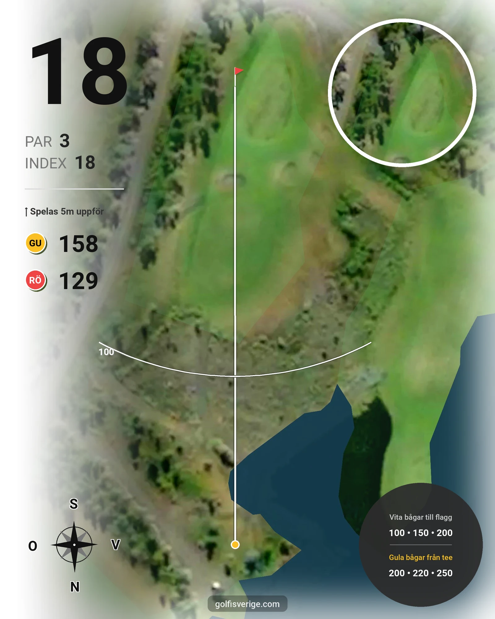 Banguide Kiruna - Iron Mine Course på Kiruna Golfklubb - Hål 18 karta
