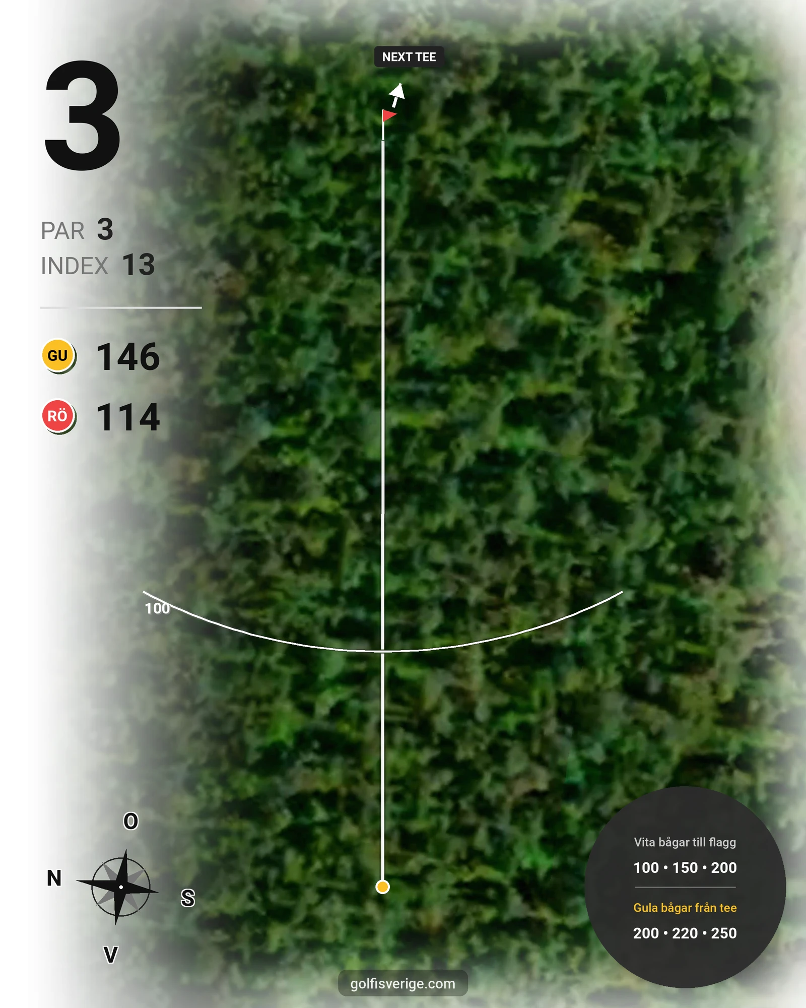 Banguide Kiruna - Iron Mine Course på Kiruna Golfklubb - Hål 3 karta