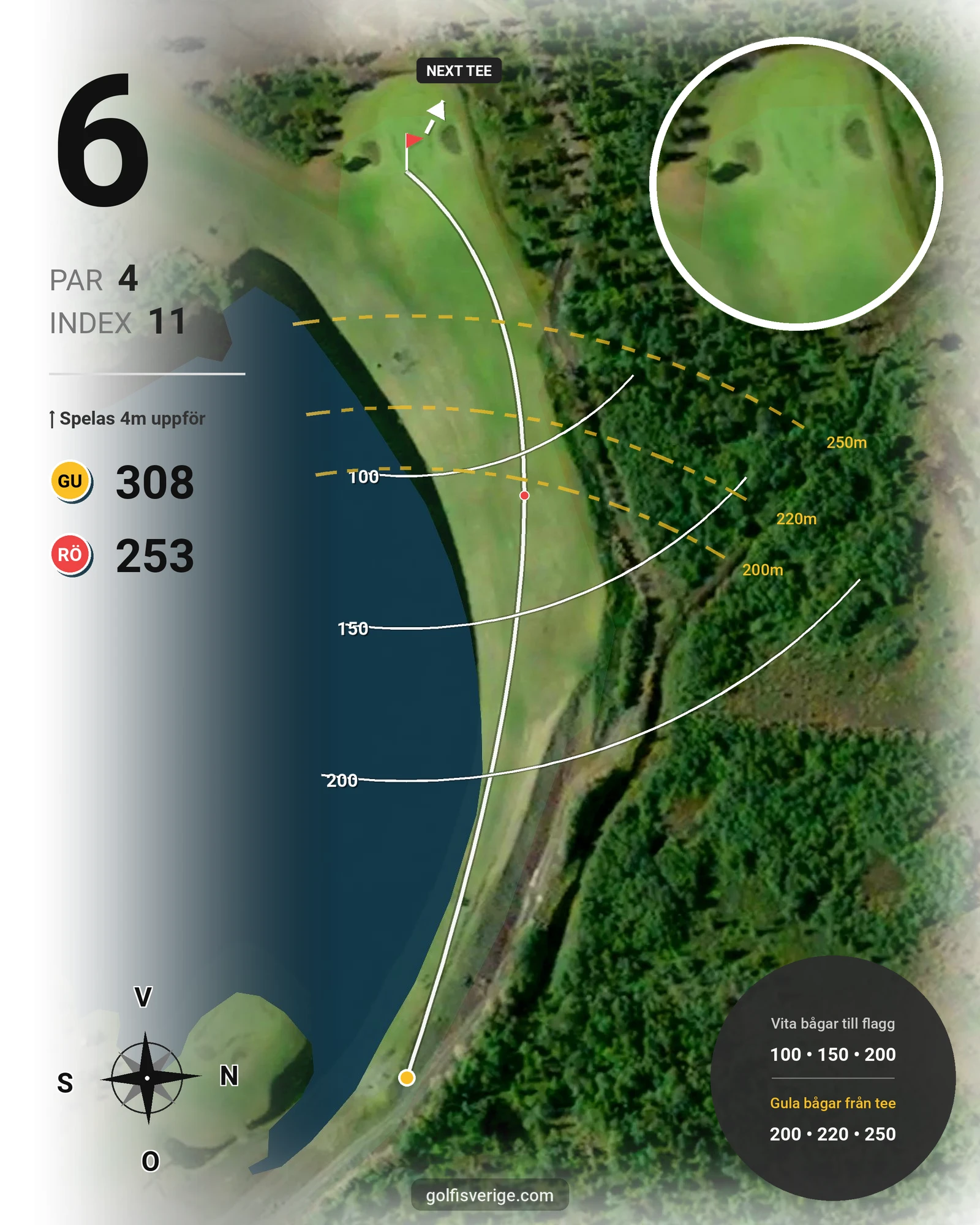 Banguide Kiruna - Iron Mine Course på Kiruna Golfklubb - Hål 6 karta