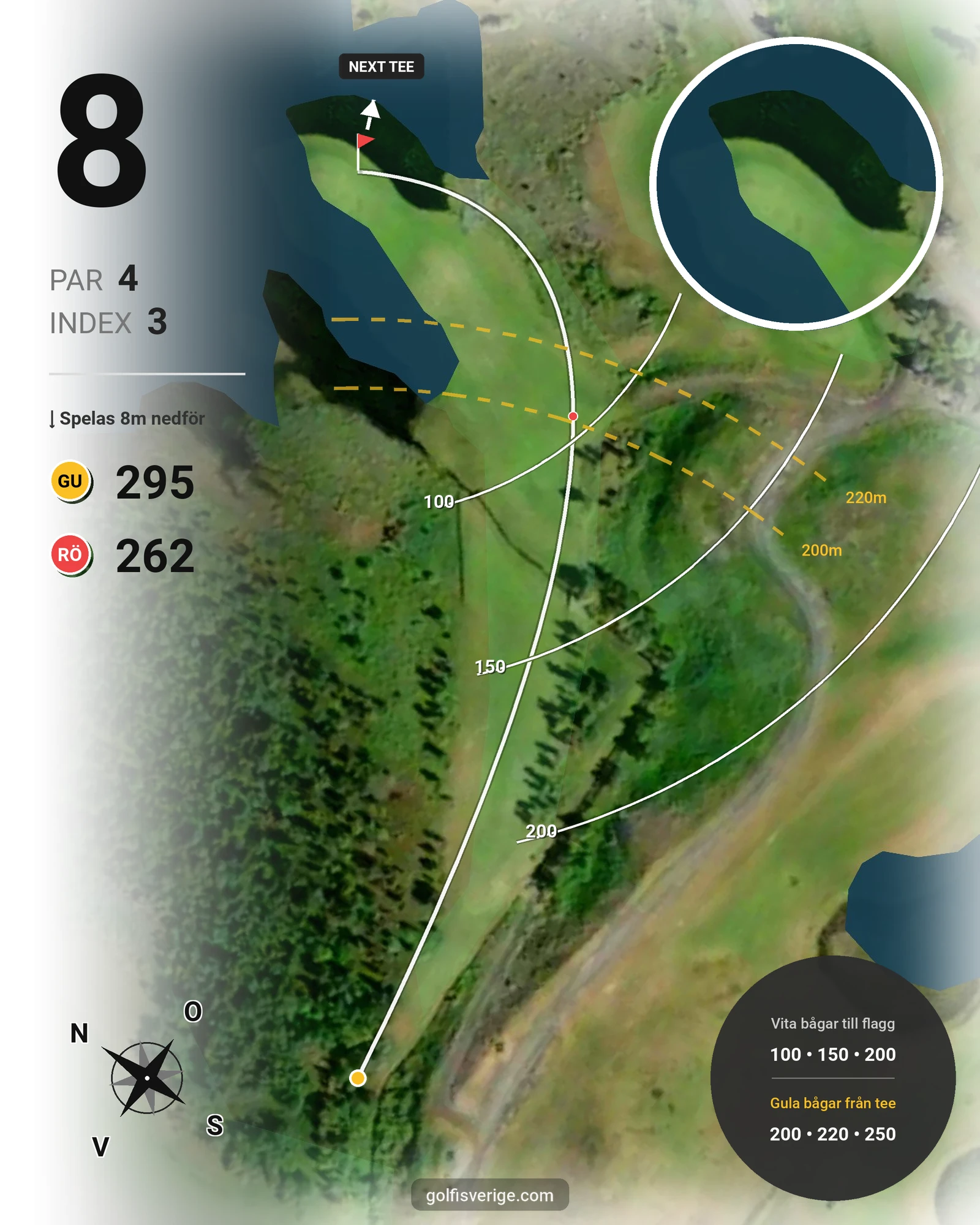 Banguide Kiruna - Iron Mine Course på Kiruna Golfklubb - Hål 8 karta
