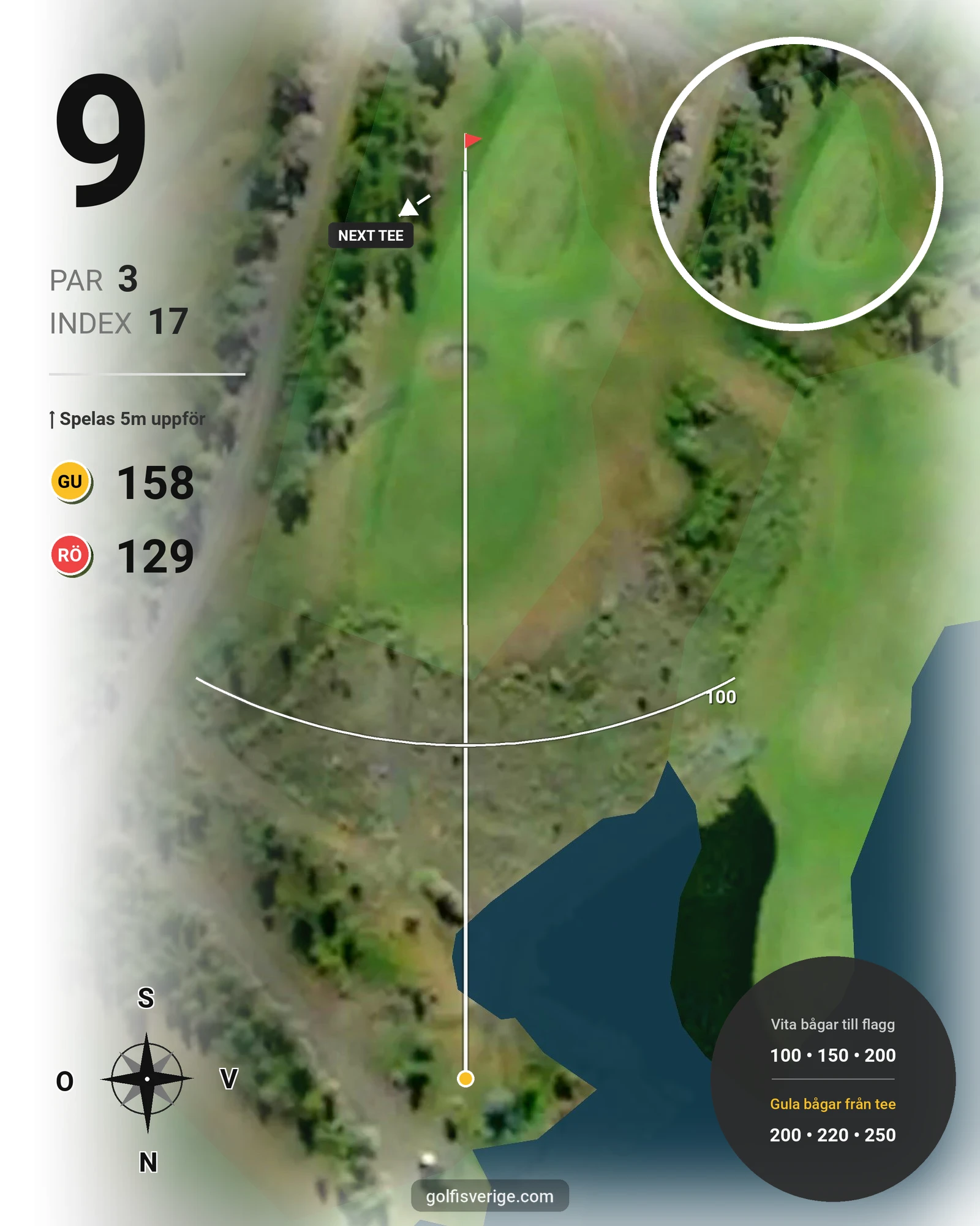 Banguide Kiruna - Iron Mine Course på Kiruna Golfklubb - Hål 9 karta
