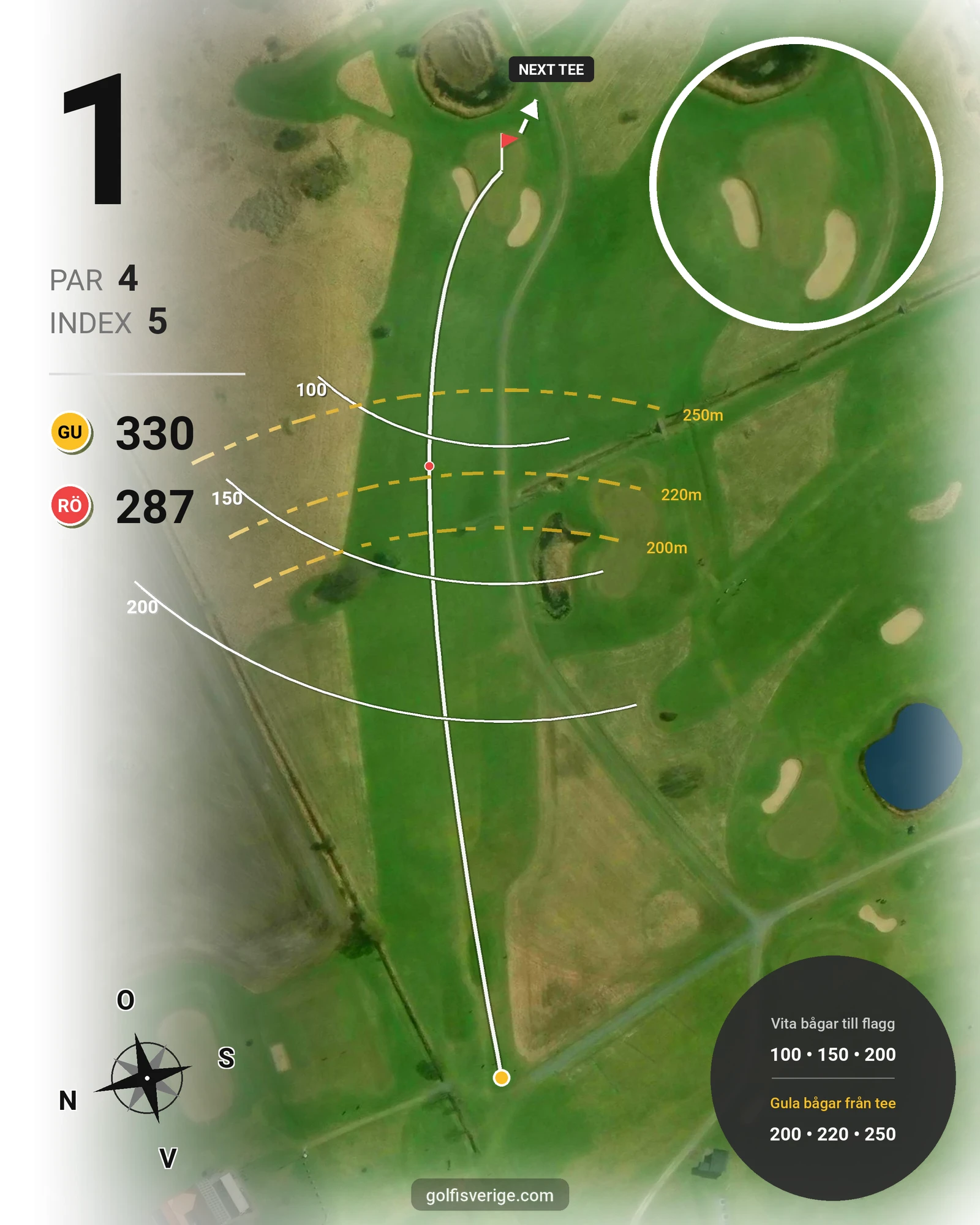 Banguide Klosterfjordens GK på Klosterfjordens Golfklubb - Hål 1 karta