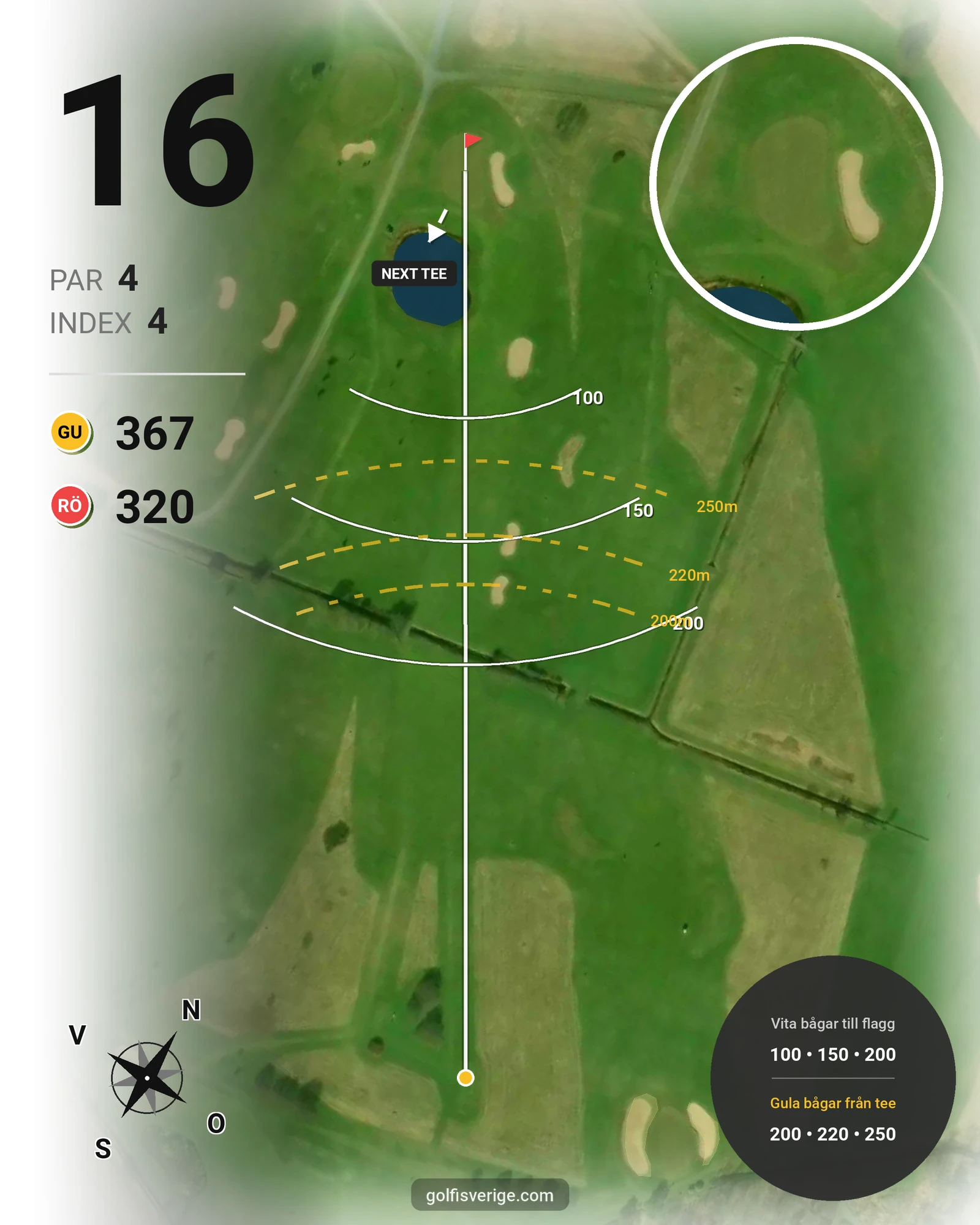 Banguide Klosterfjordens GK på Klosterfjordens Golfklubb - Hål 16 karta