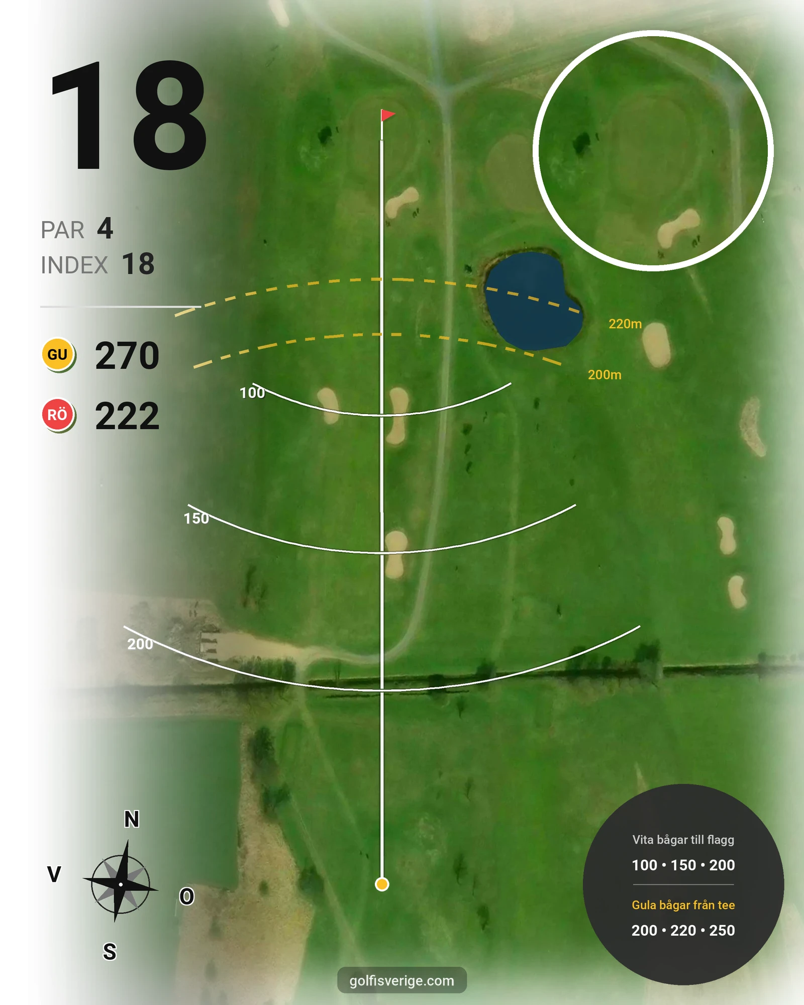 Banguide Klosterfjordens GK på Klosterfjordens Golfklubb - Hål 18 karta