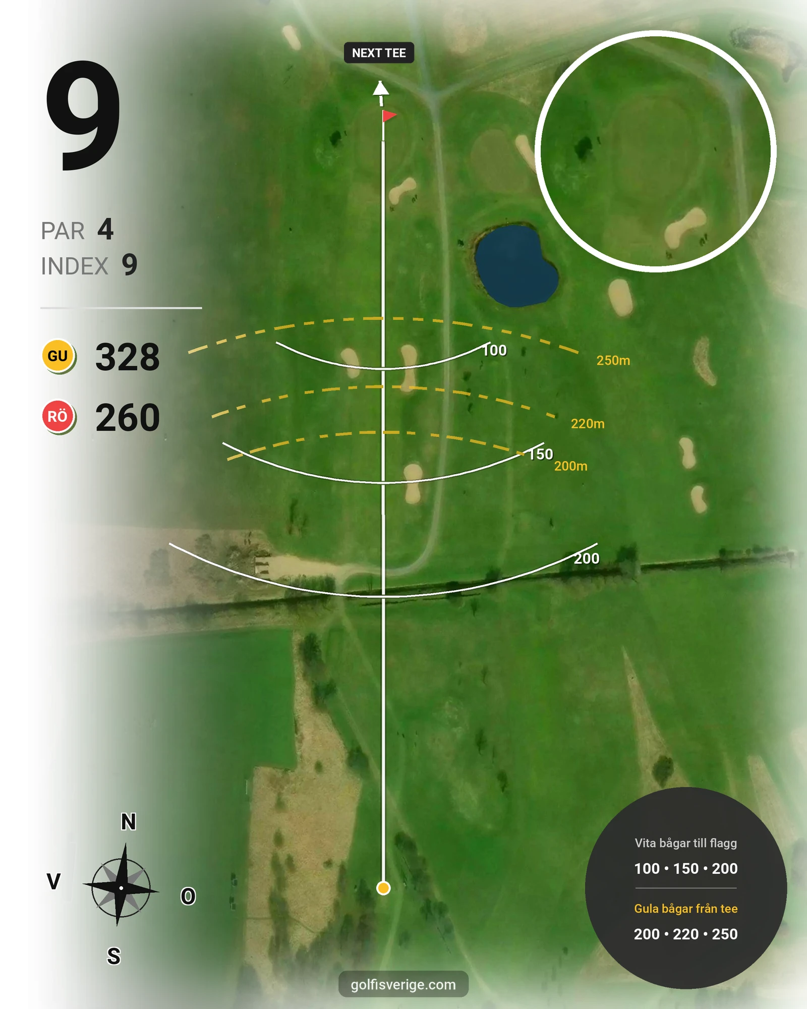 Banguide Klosterfjordens GK på Klosterfjordens Golfklubb - Hål 9 karta
