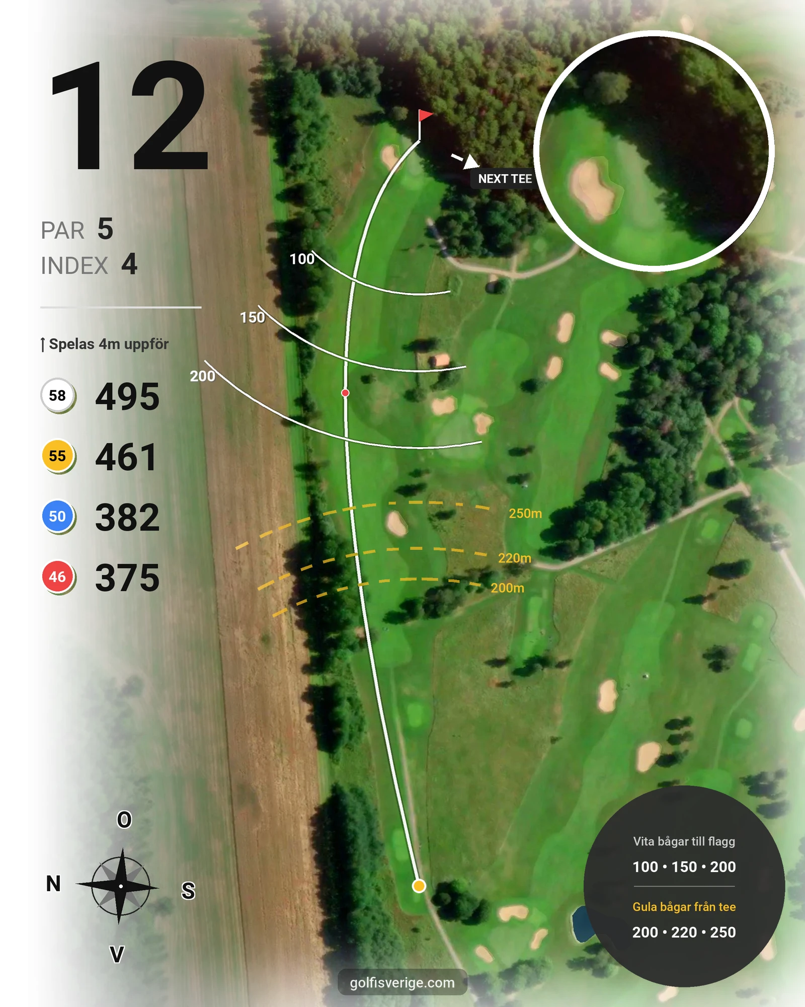 Banguide Knistad GCC på Knistad Golf & Country Club - Hål 12 karta
