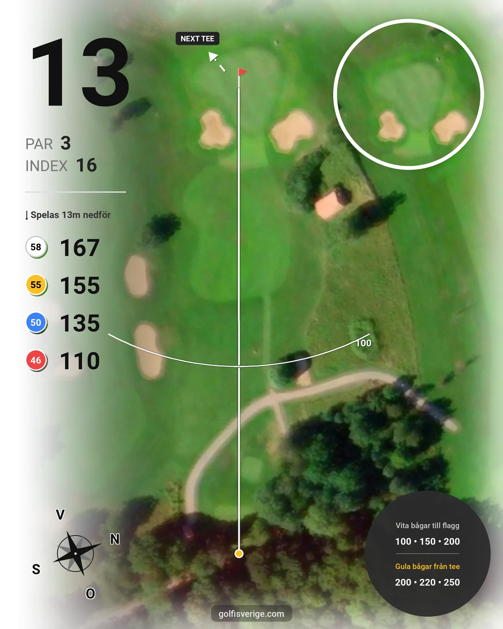 Banguide Knistad GCC på Knistad Golf & Country Club - Hål 13 karta
