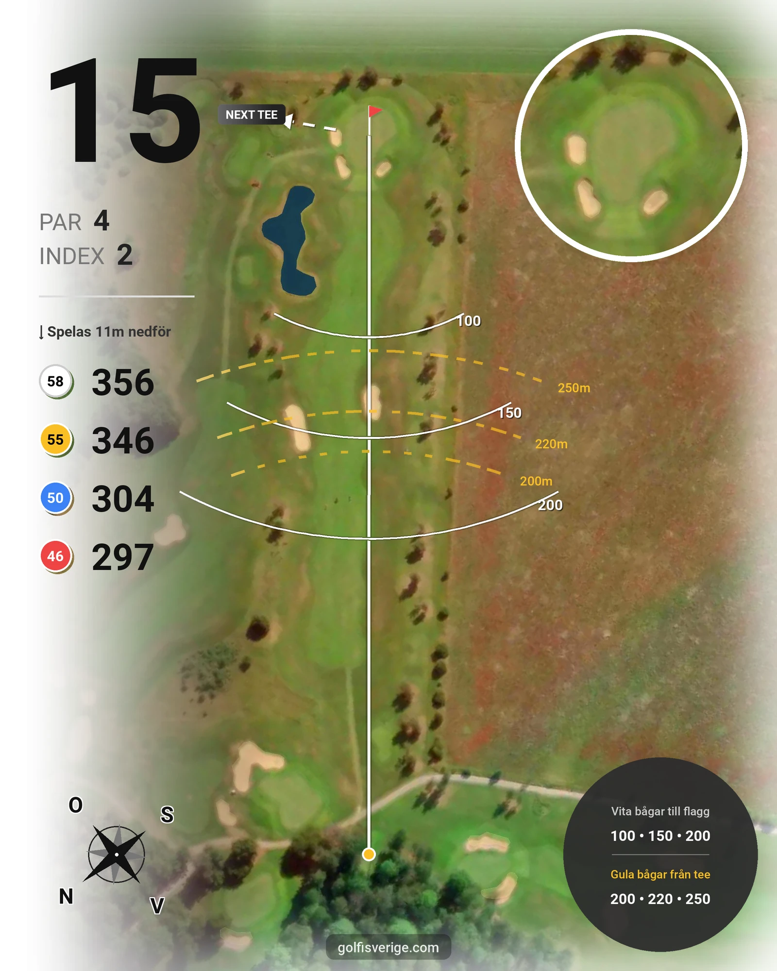 Banguide Knistad GCC på Knistad Golf & Country Club - Hål 15 karta
