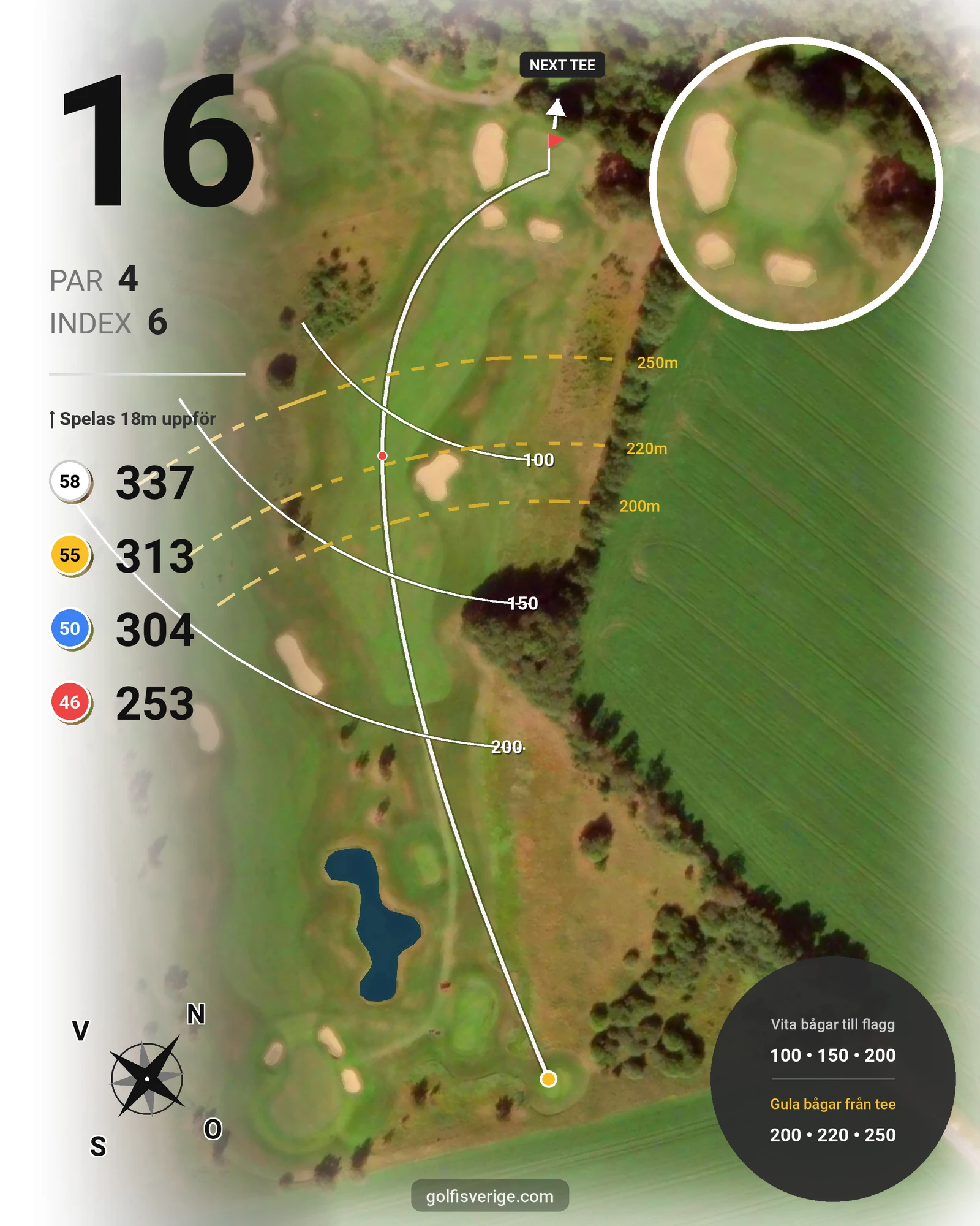 Banguide Knistad GCC på Knistad Golf & Country Club - Hål 16 karta