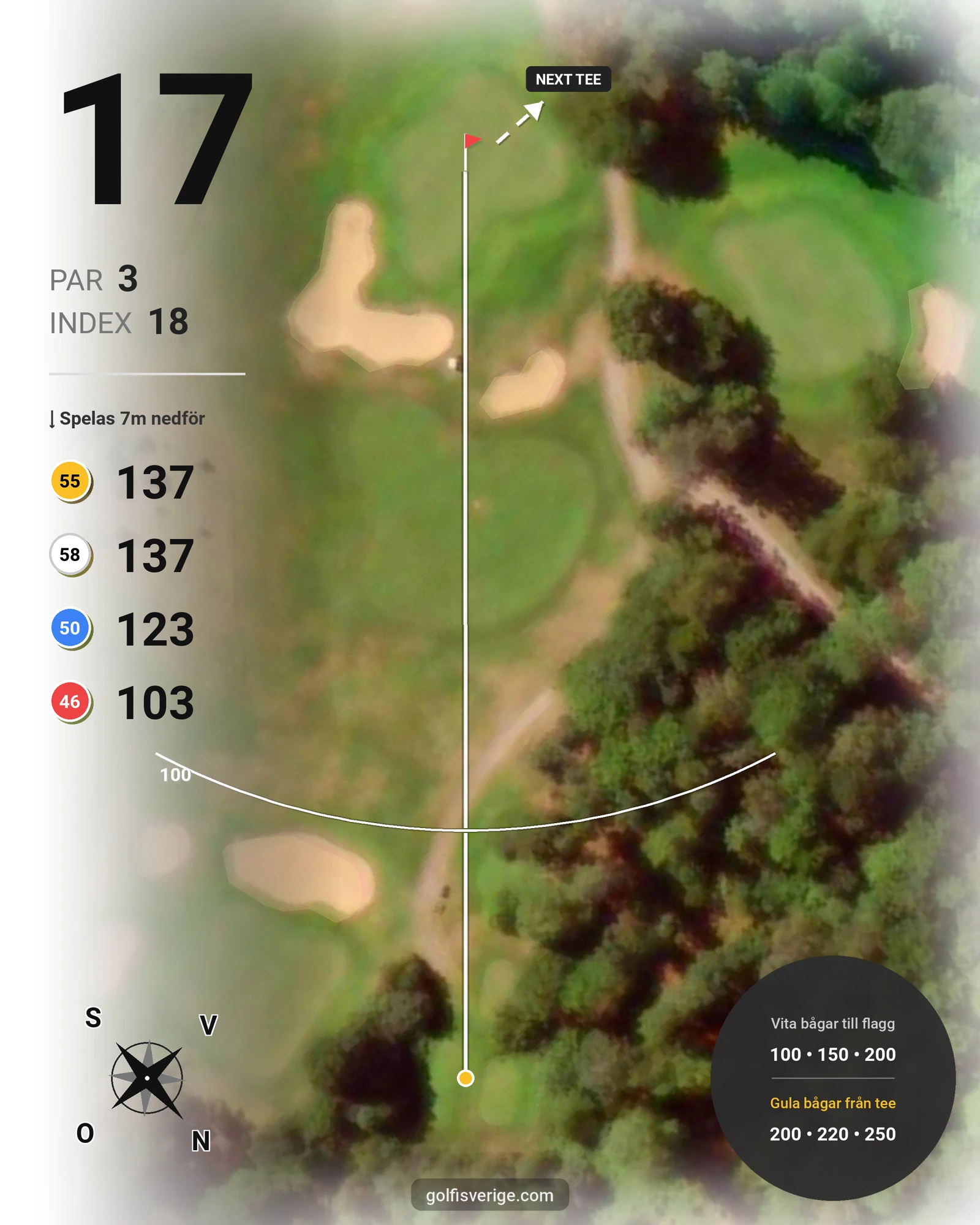 Banguide Knistad GCC på Knistad Golf & Country Club - Hål 17 karta