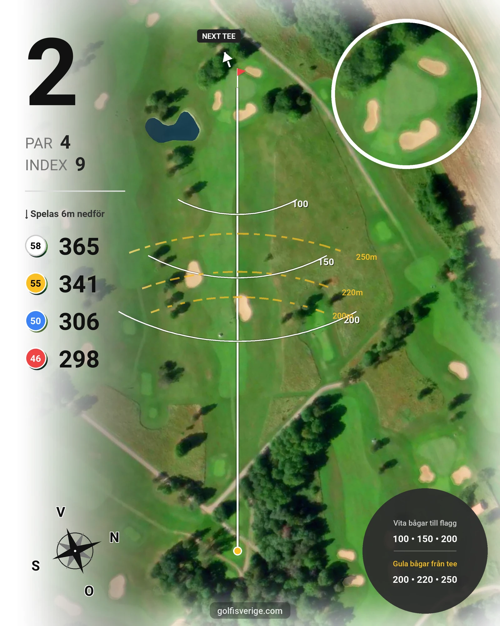 Banguide Knistad GCC på Knistad Golf & Country Club - Hål 2 karta
