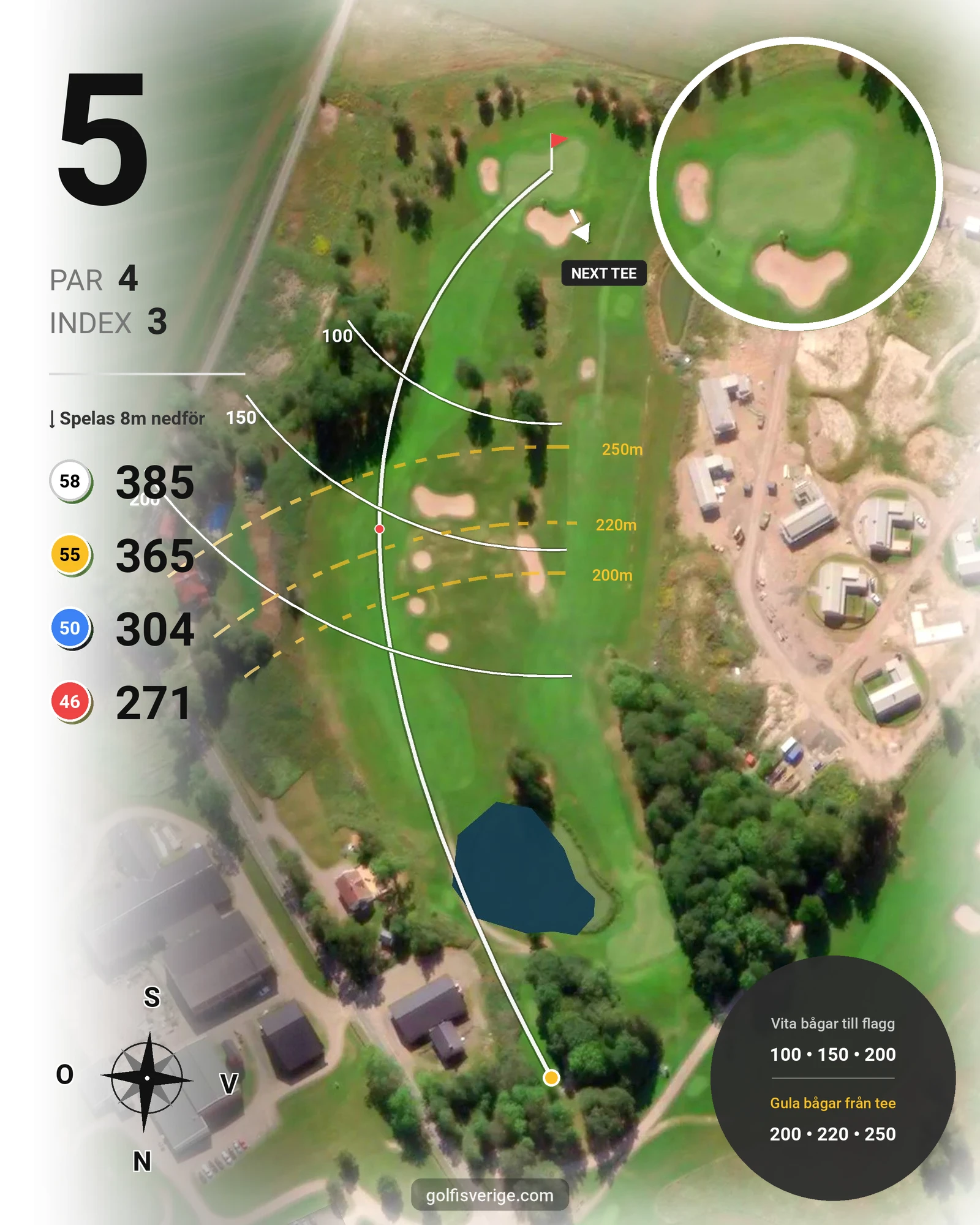Banguide Knistad GCC på Knistad Golf & Country Club - Hål 5 karta