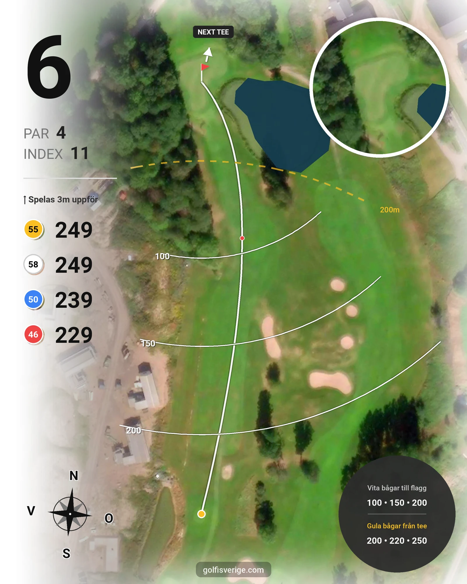 Banguide Knistad GCC på Knistad Golf & Country Club - Hål 6 karta