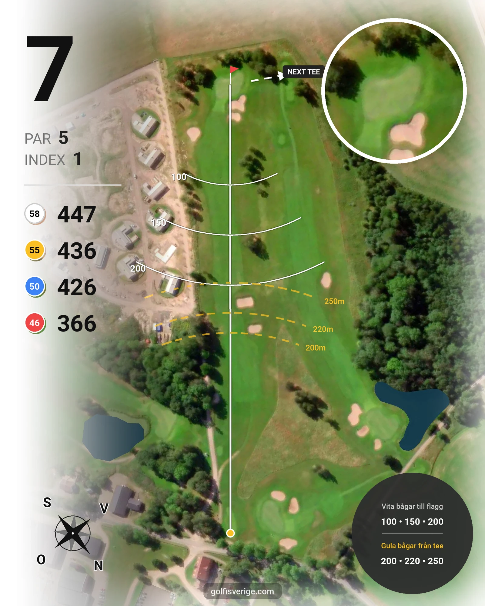 Banguide Knistad GCC på Knistad Golf & Country Club - Hål 7 karta