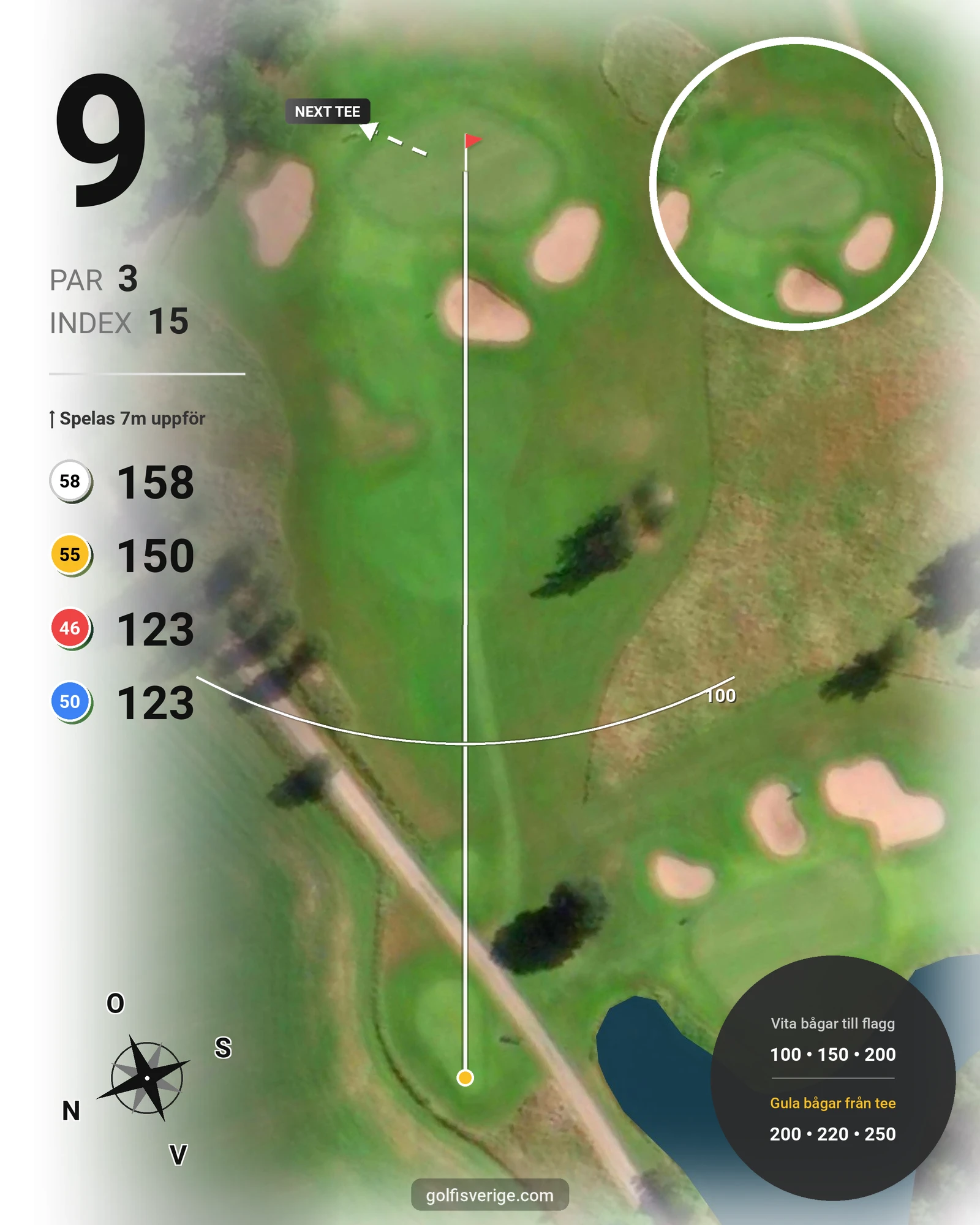 Banguide Knistad GCC på Knistad Golf & Country Club - Hål 9 karta