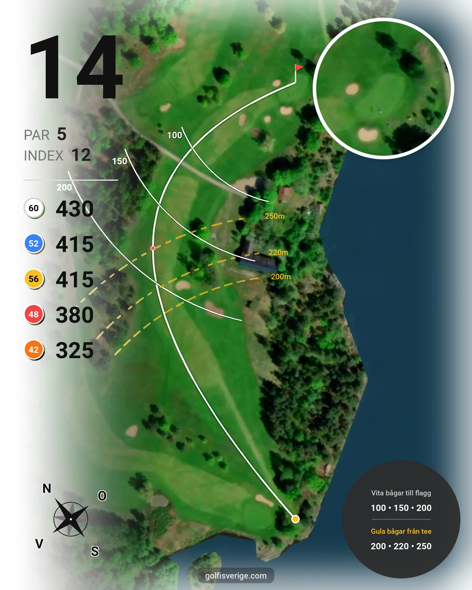 Banguide KobGK 18 hål på Koberg Golfklubb - Hål 14 karta