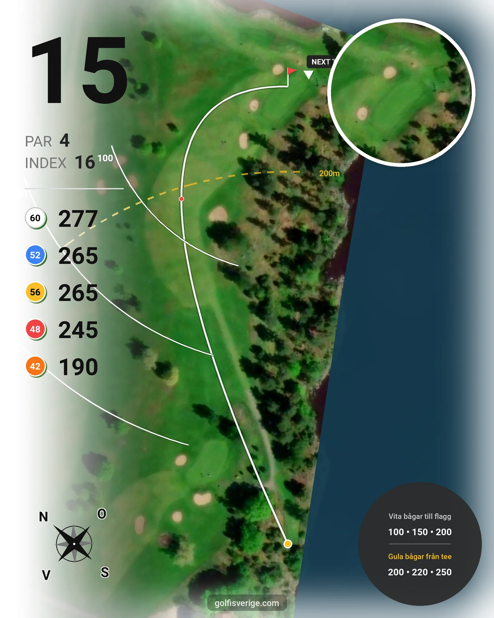Banguide KobGK 18 hål på Koberg Golfklubb - Hål 15 karta