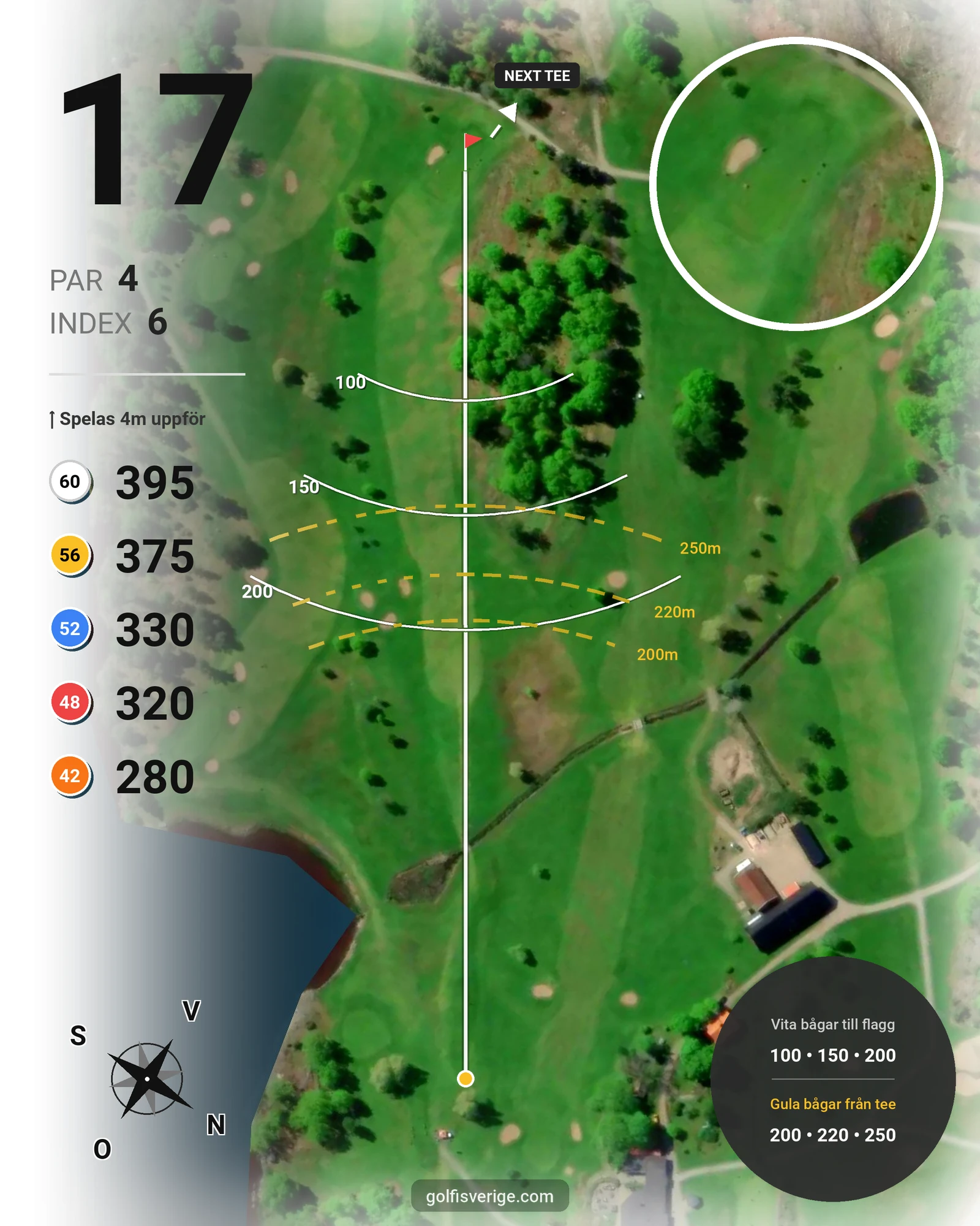 Banguide KobGK 18 hål på Koberg Golfklubb - Hål 17 karta