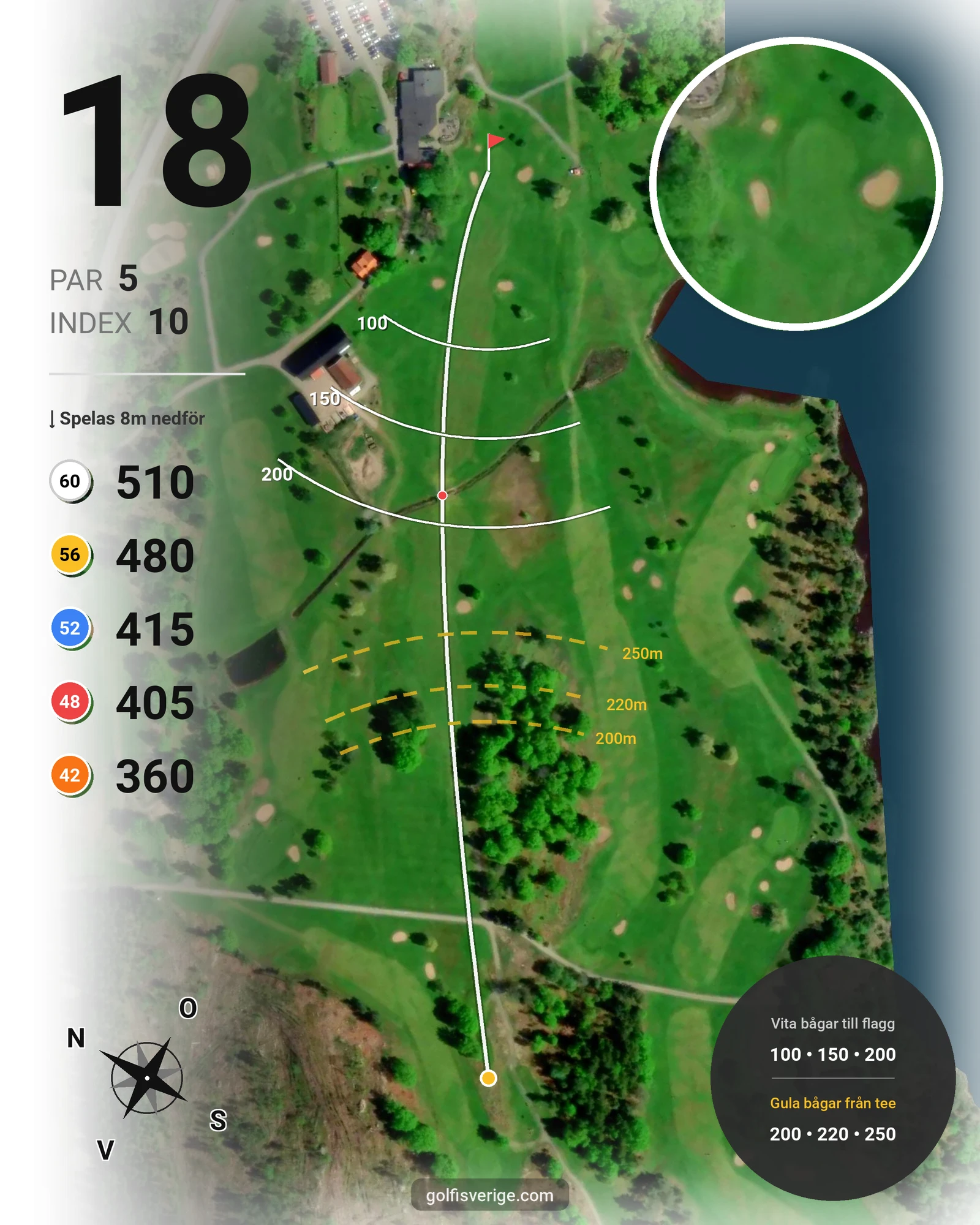 Banguide KobGK 18 hål på Koberg Golfklubb - Hål 18 karta