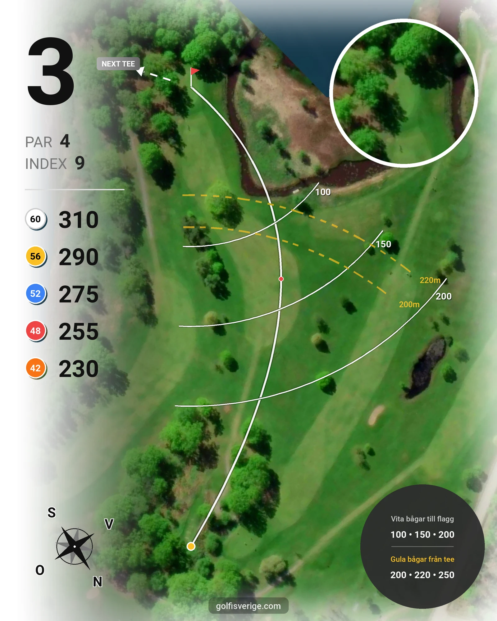 Banguide KobGK 18 hål på Koberg Golfklubb - Hål 3 karta