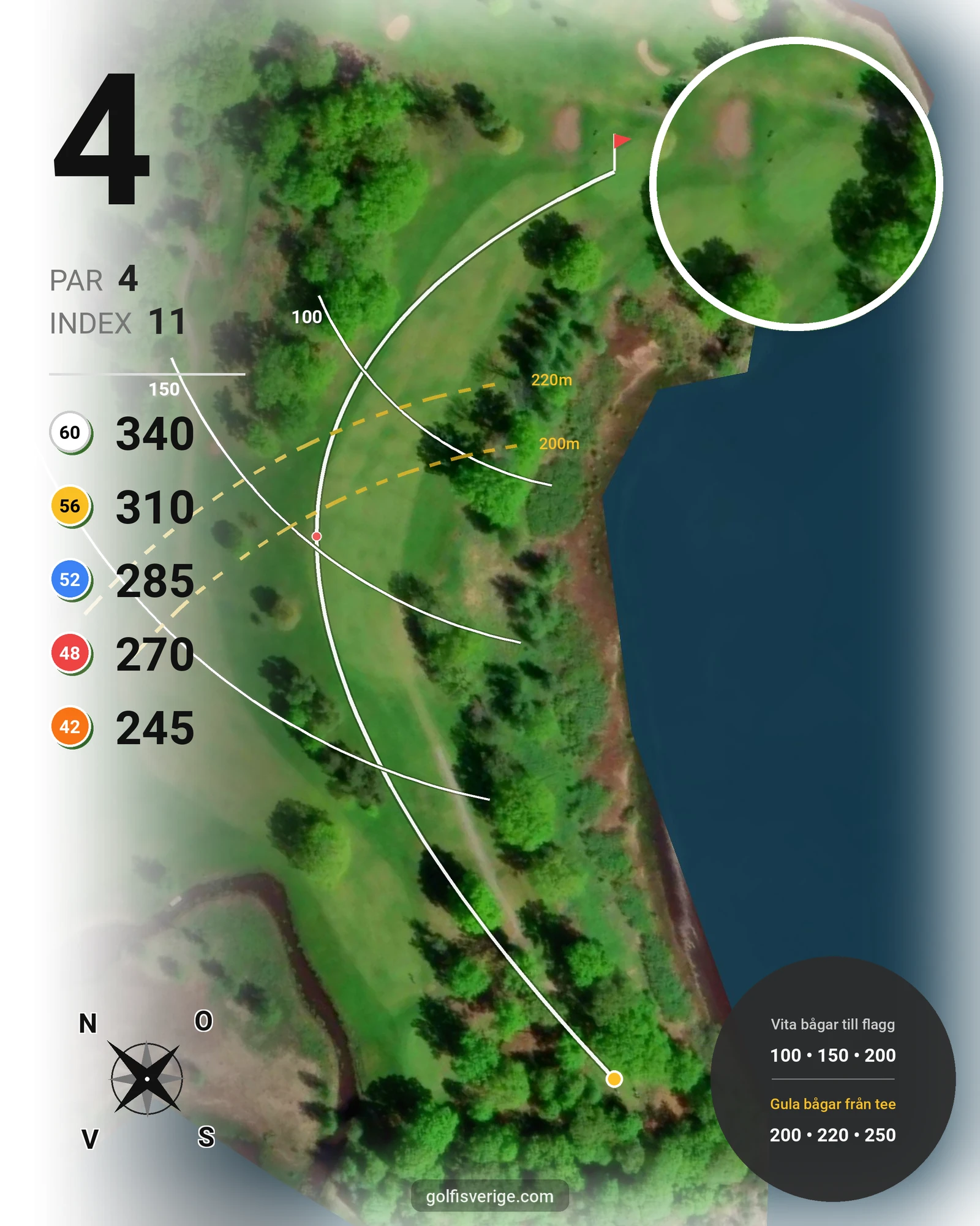 Banguide KobGK 18 hål på Koberg Golfklubb - Hål 4 karta