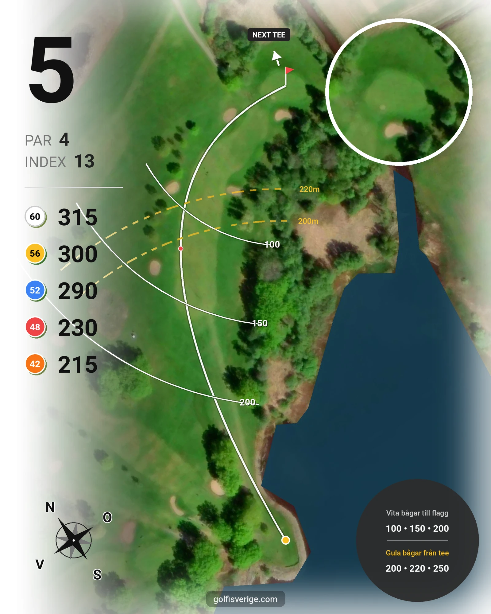 Banguide KobGK 18 hål på Koberg Golfklubb - Hål 5 karta