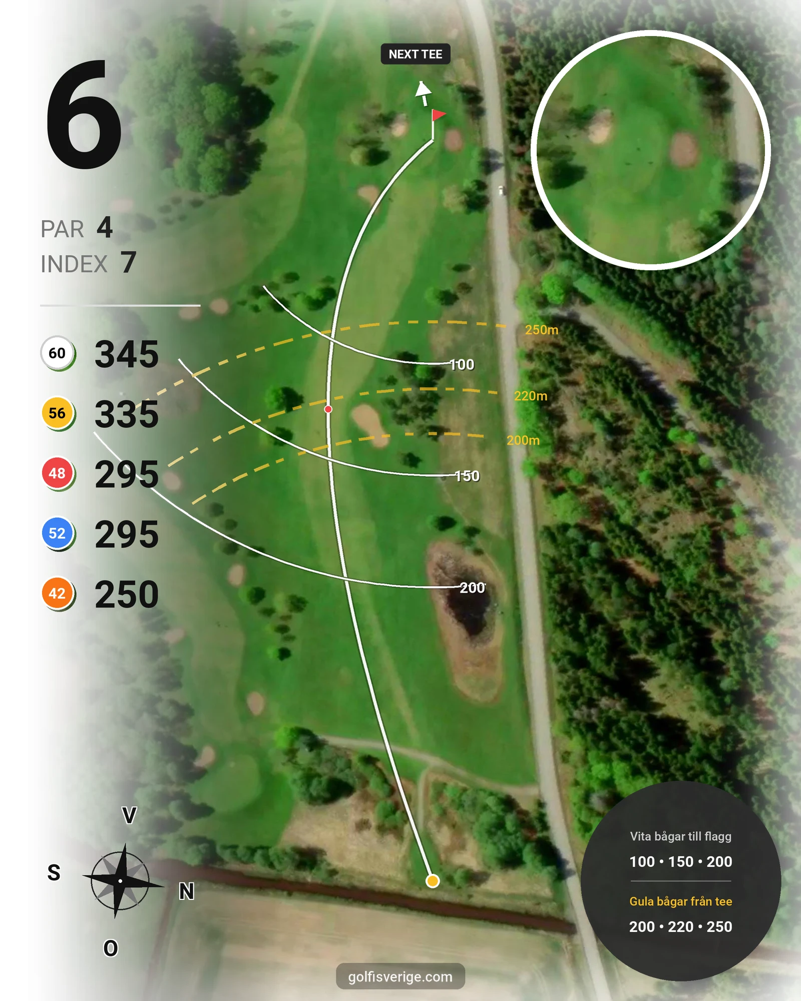 Banguide KobGK 18 hål på Koberg Golfklubb - Hål 6 karta