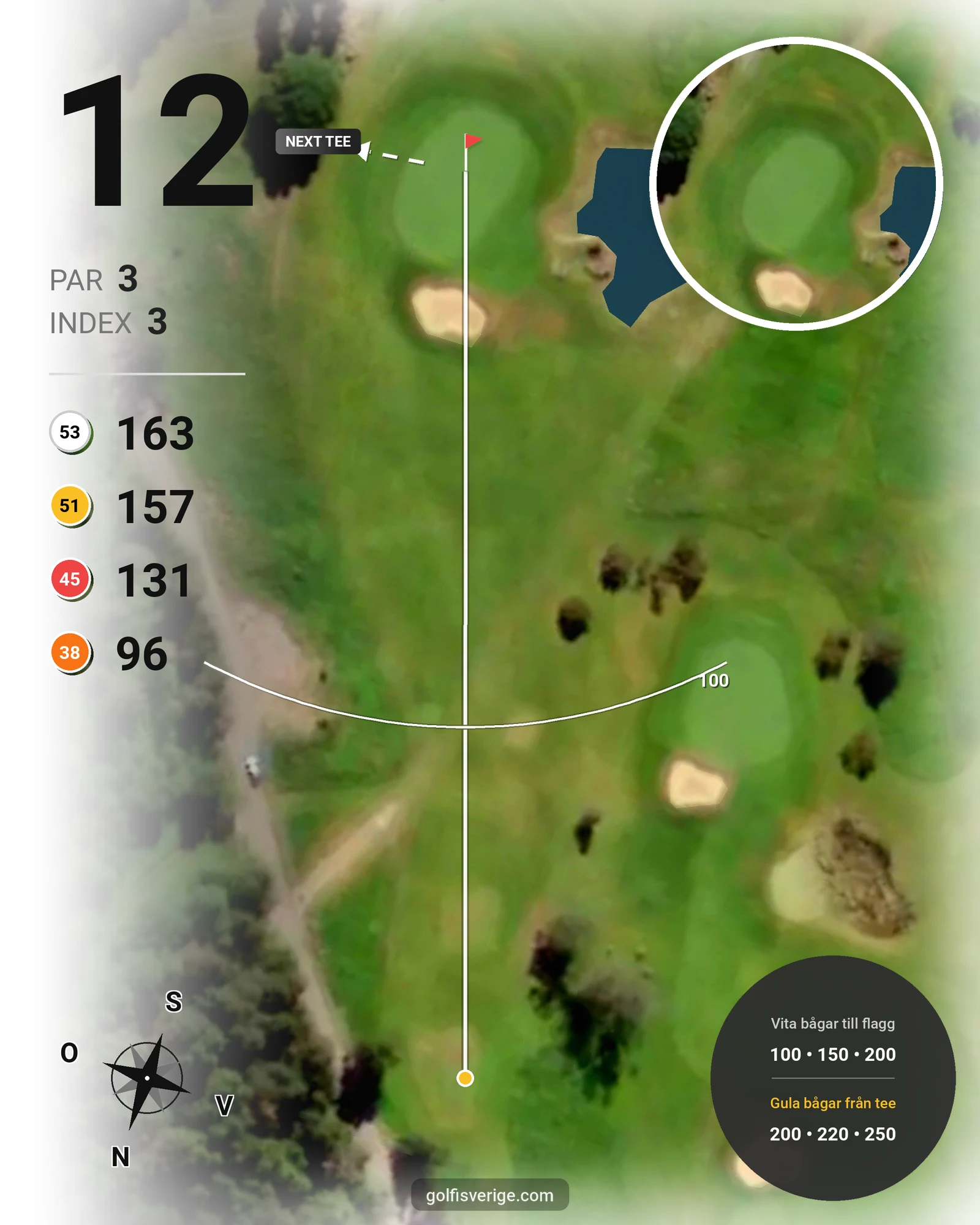 Banguide Köpings GK 18 hål på Köpings Golfklubb - Hål 12 karta