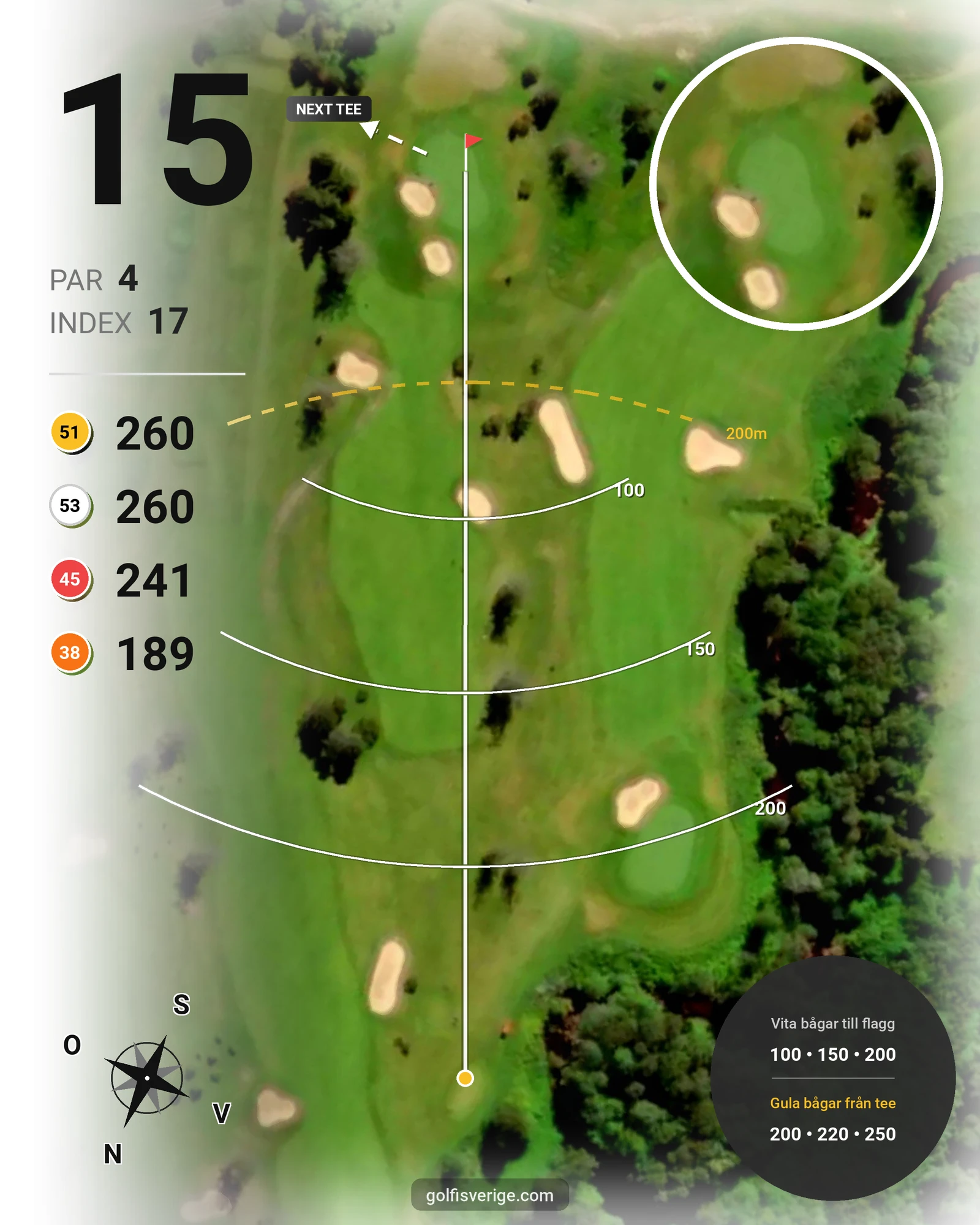 Banguide Köpings GK 18 hål på Köpings Golfklubb - Hål 15 karta