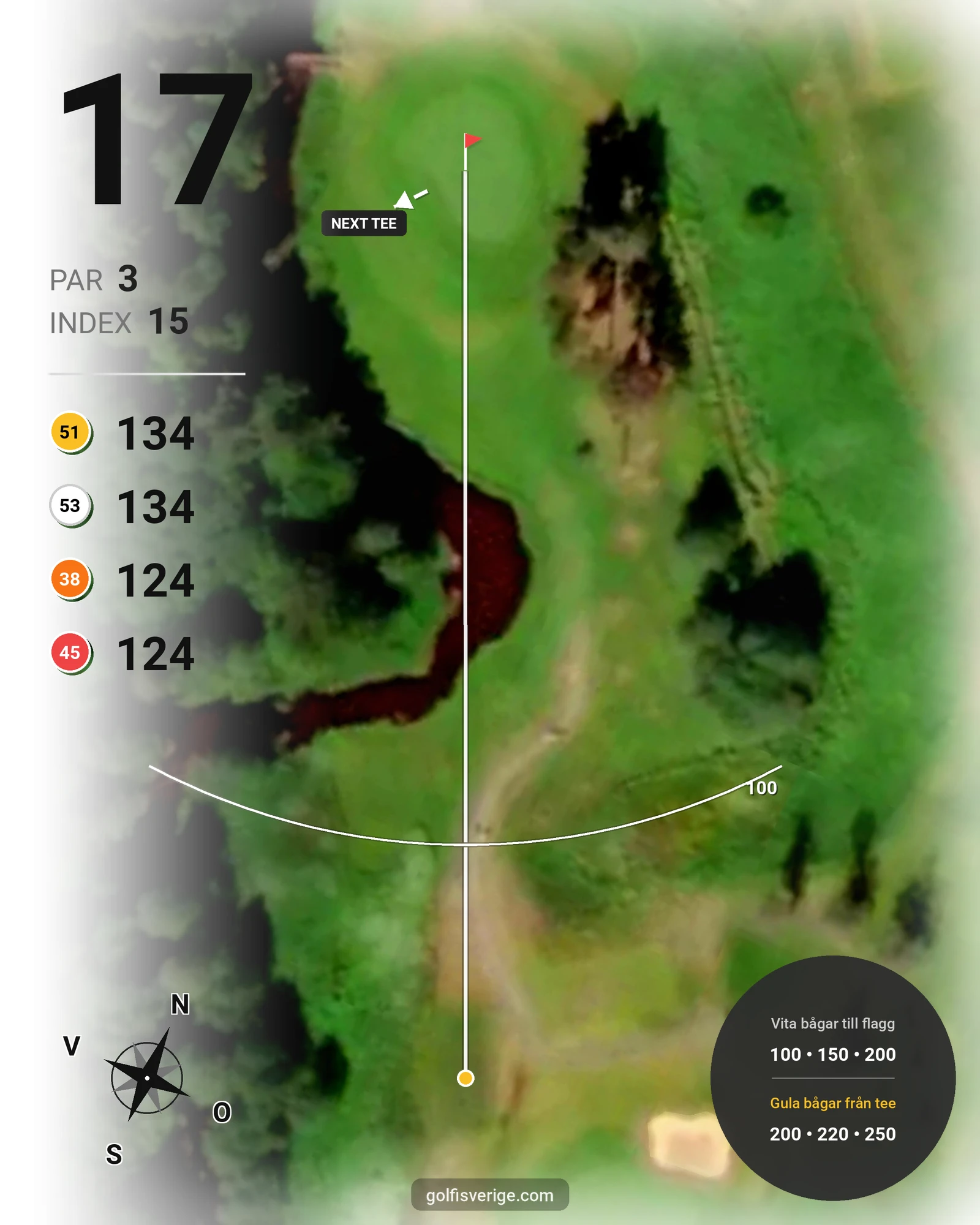 Banguide Köpings GK 18 hål på Köpings Golfklubb - Hål 17 karta