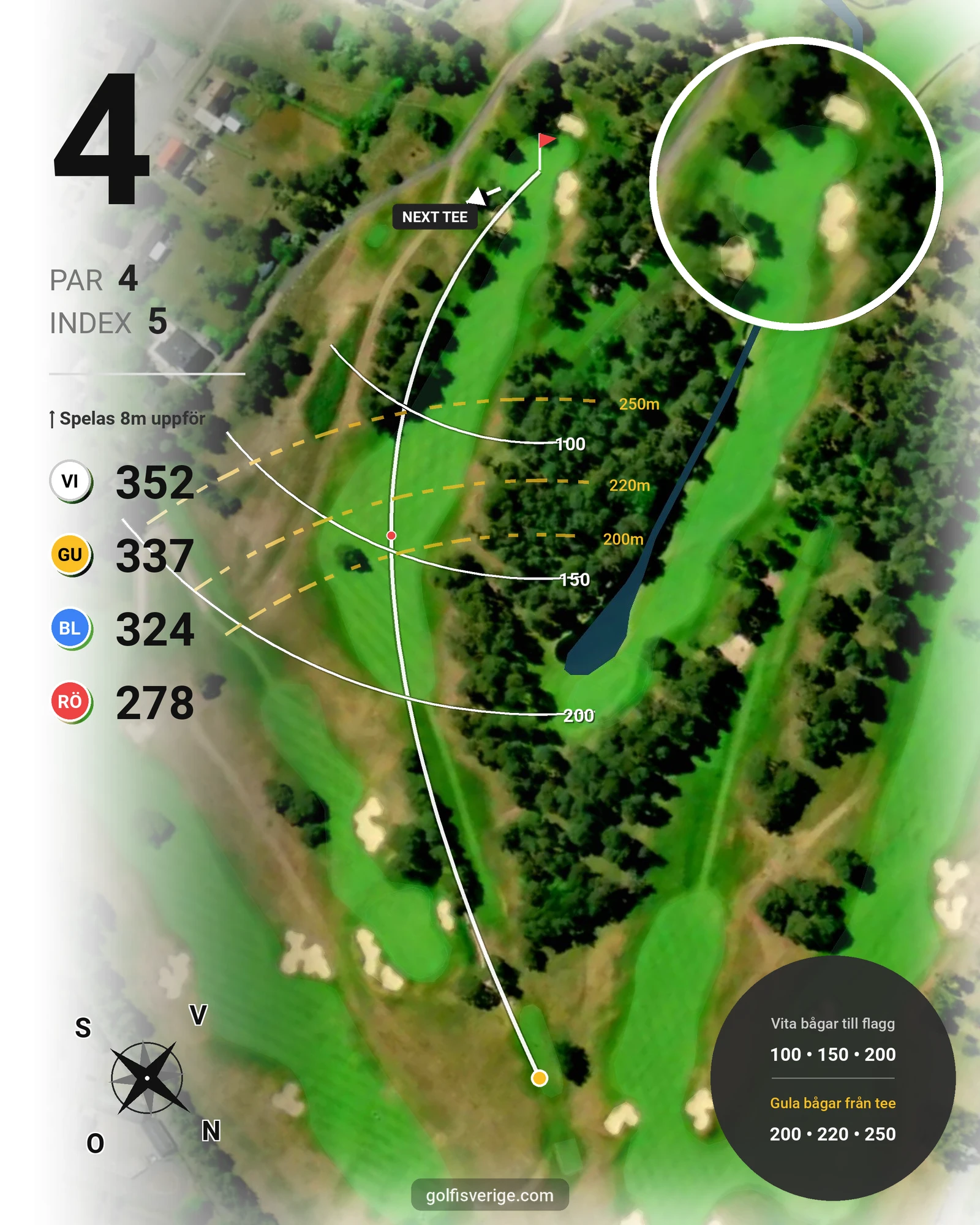 Banguide East Course på Kristianstads Golfklubb - Hål 4 karta