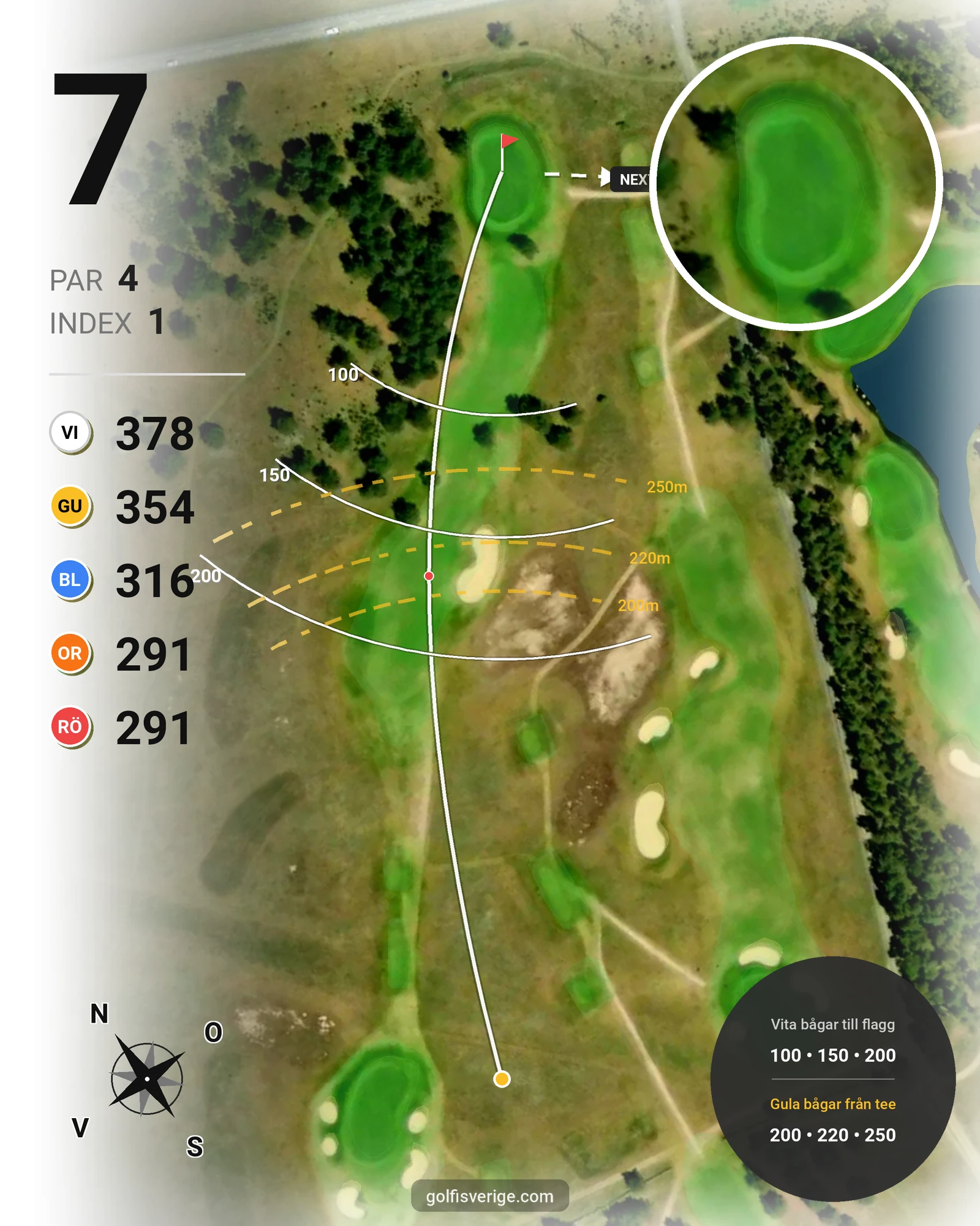Banguide West Course på Kristianstads Golfklubb - Hål 7 karta