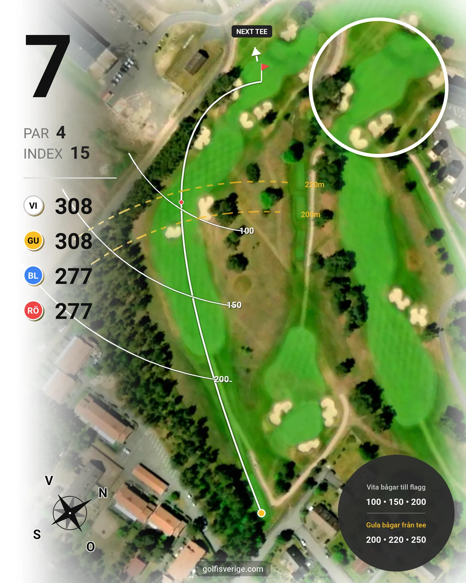 Banguide East Course på Kristianstads Golfklubb - Hål 7 karta