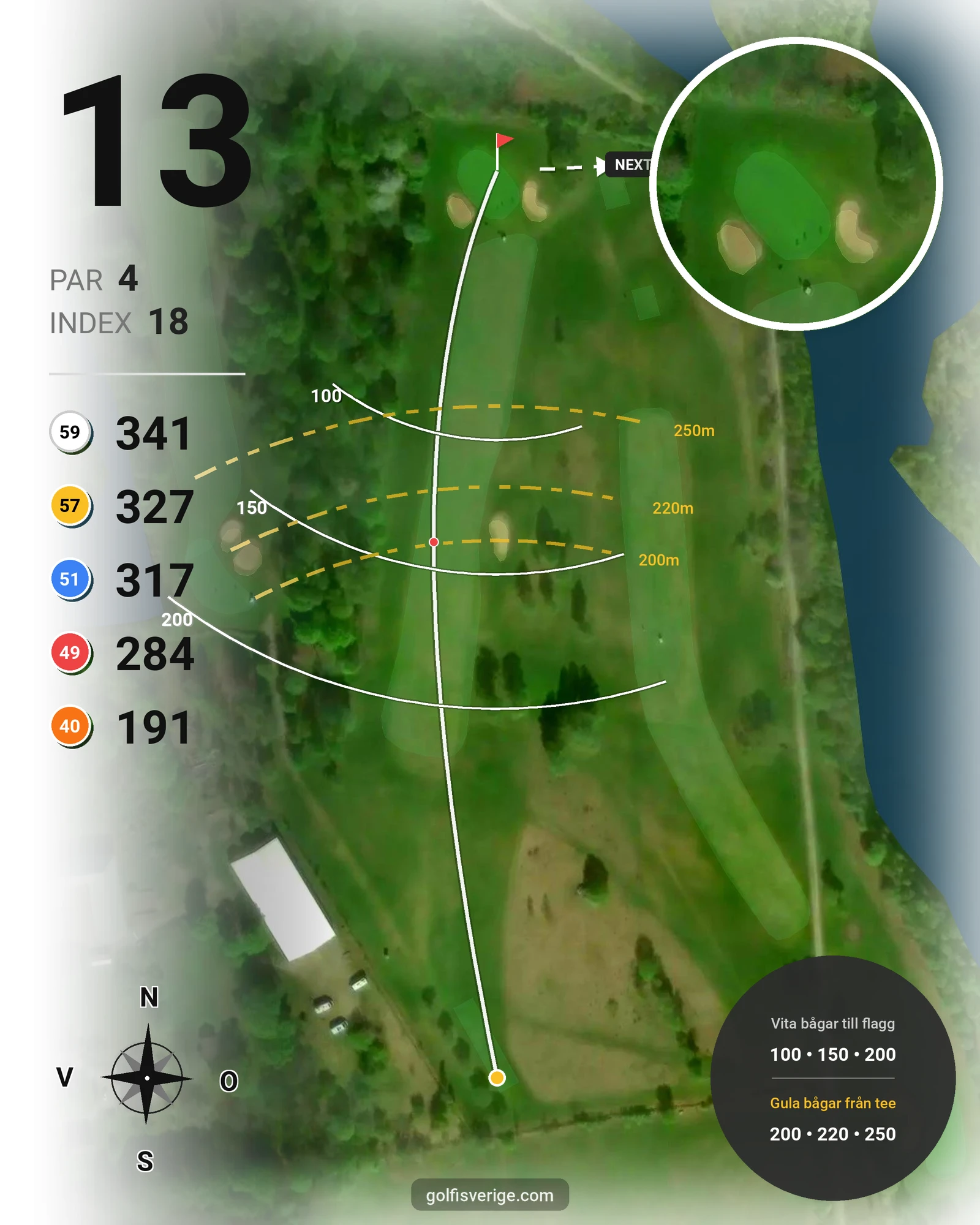 Banguide Högtorpsbanan Kumla på Kumla Golfklubb - Hål 13 karta