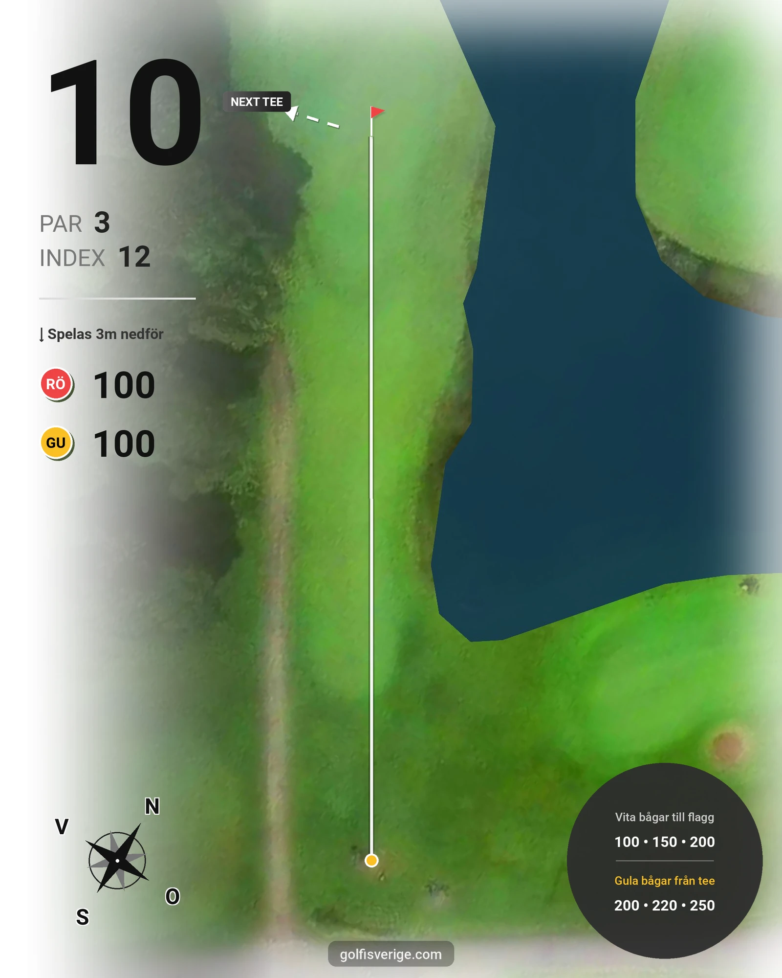 Banguide Korthålsbanan på Kungsbacka Golfklubb - Hål 10 karta