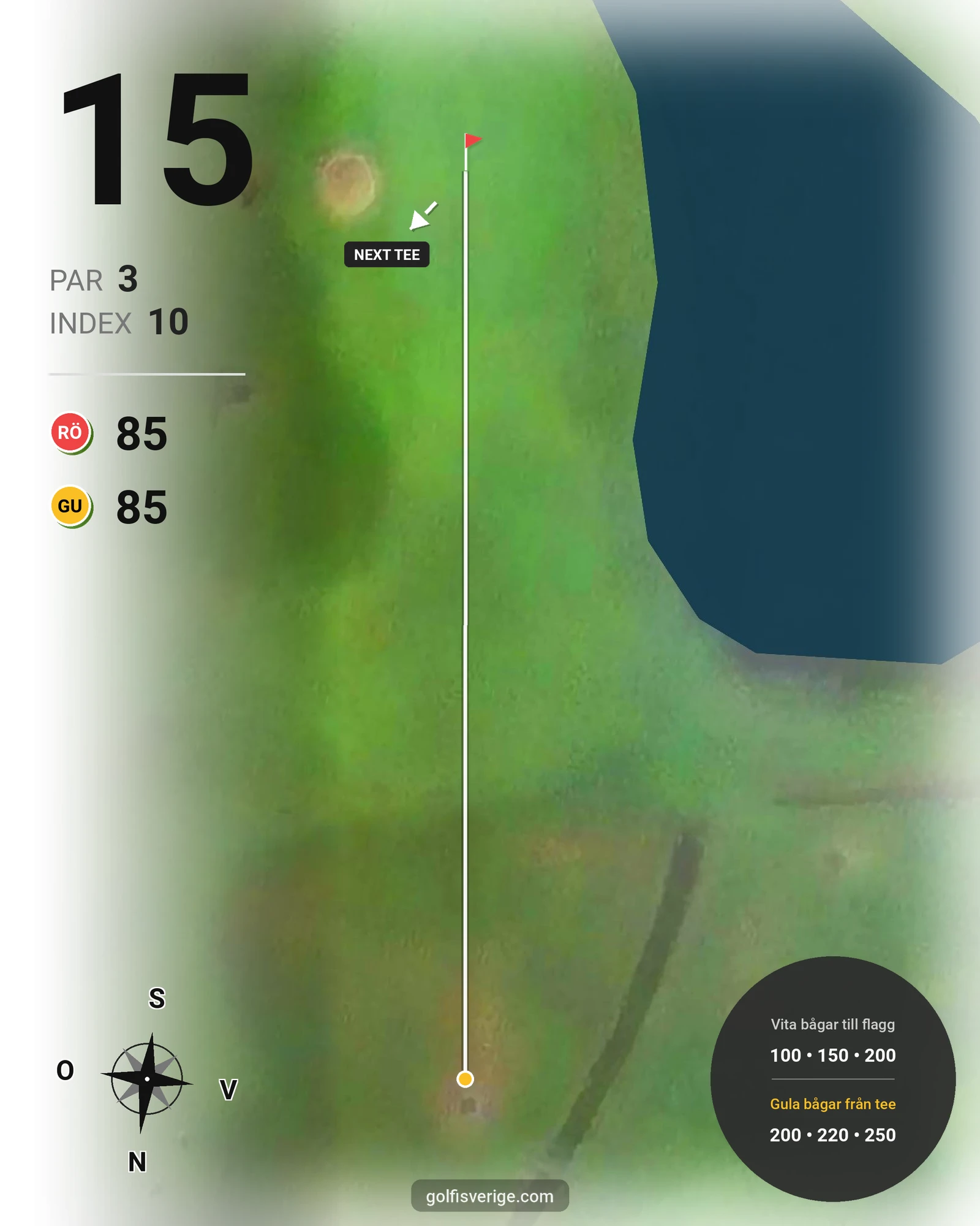 Banguide Korthålsbanan på Kungsbacka Golfklubb - Hål 15 karta