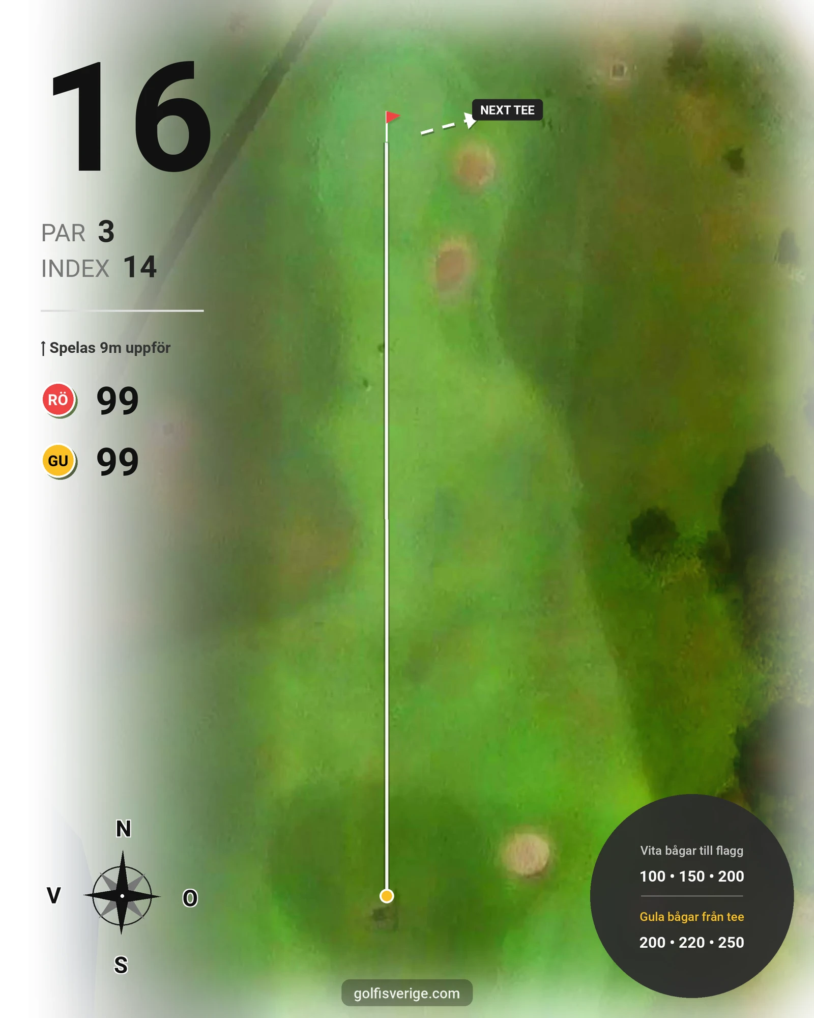 Banguide Korthålsbanan på Kungsbacka Golfklubb - Hål 16 karta