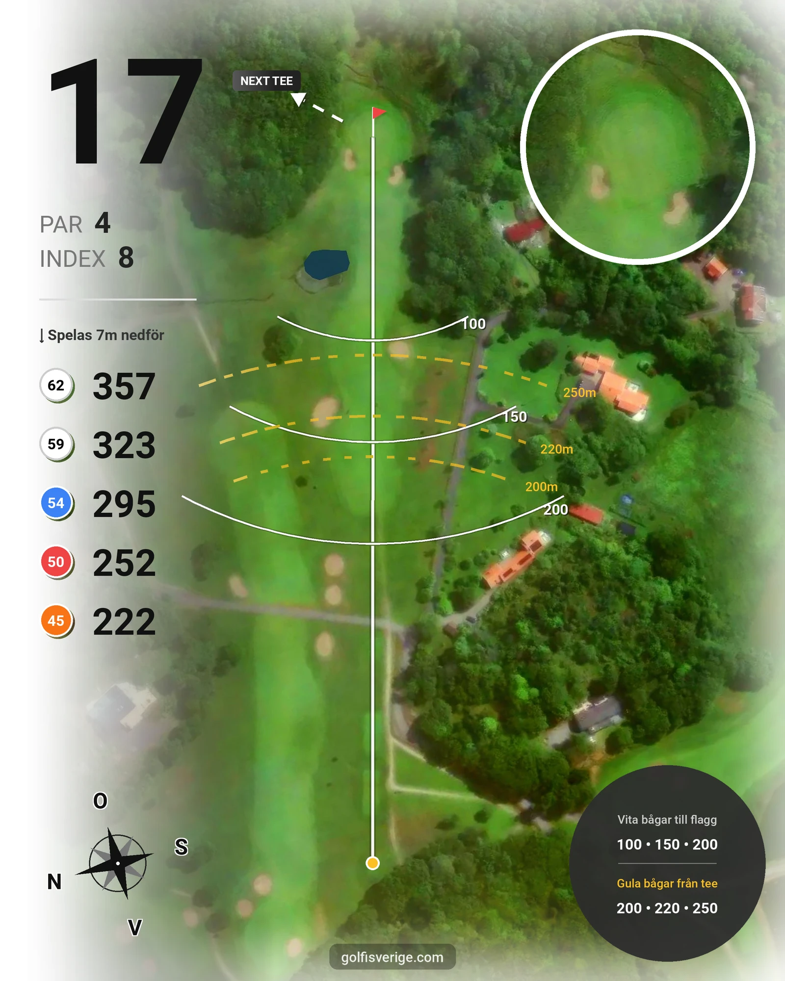 Banguide Gamla Banan (18-hålsbanan) på Kungsbacka Golfklubb - Hål 17 karta