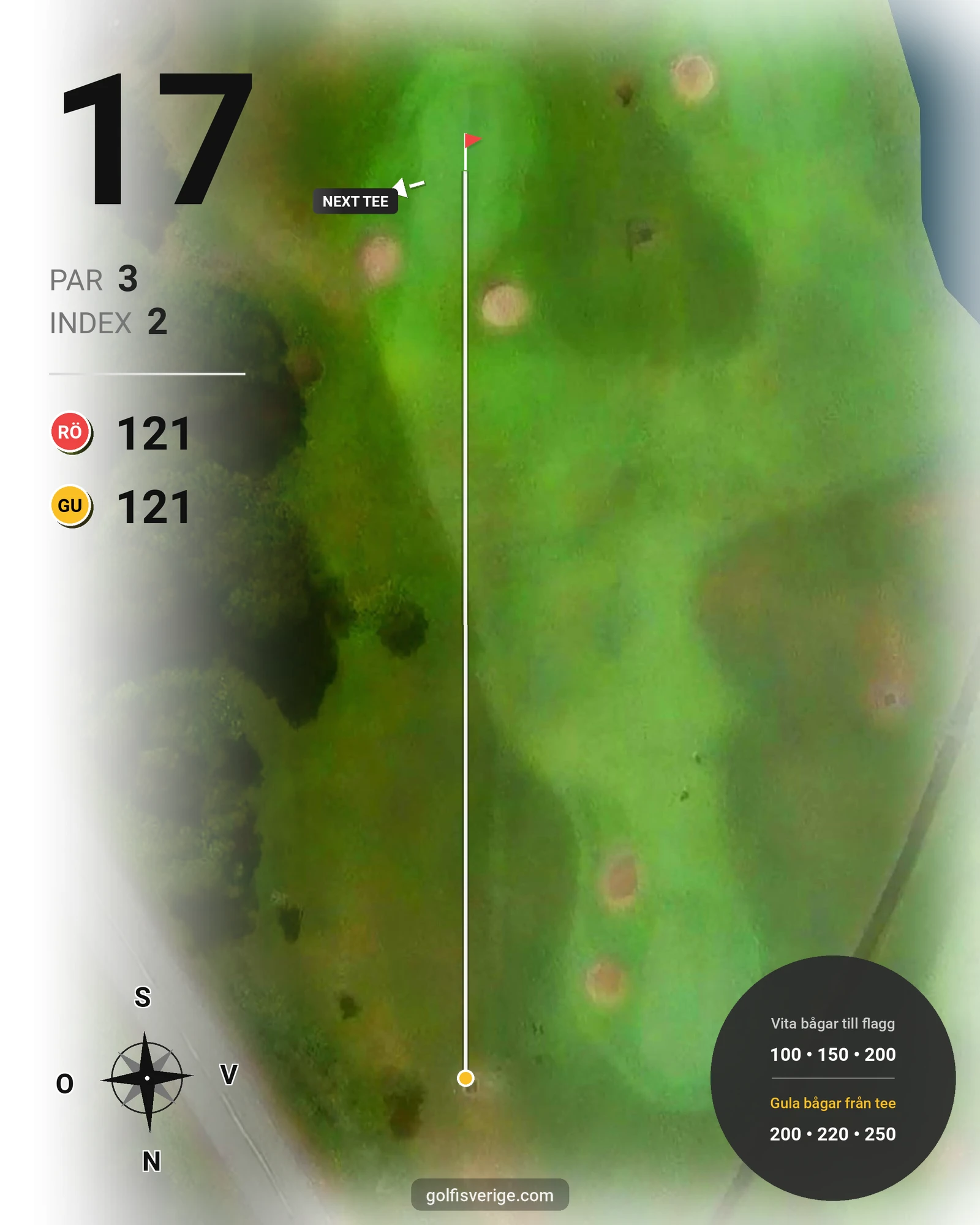 Banguide Korthålsbanan på Kungsbacka Golfklubb - Hål 17 karta