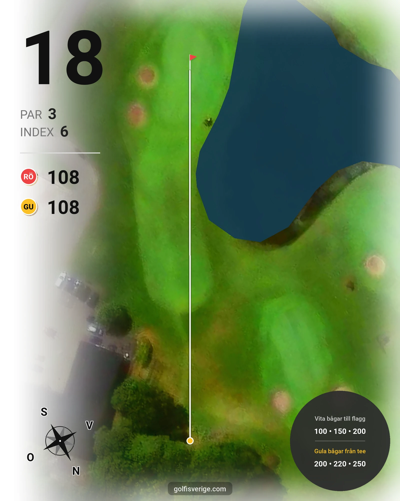 Banguide Korthålsbanan på Kungsbacka Golfklubb - Hål 18 karta