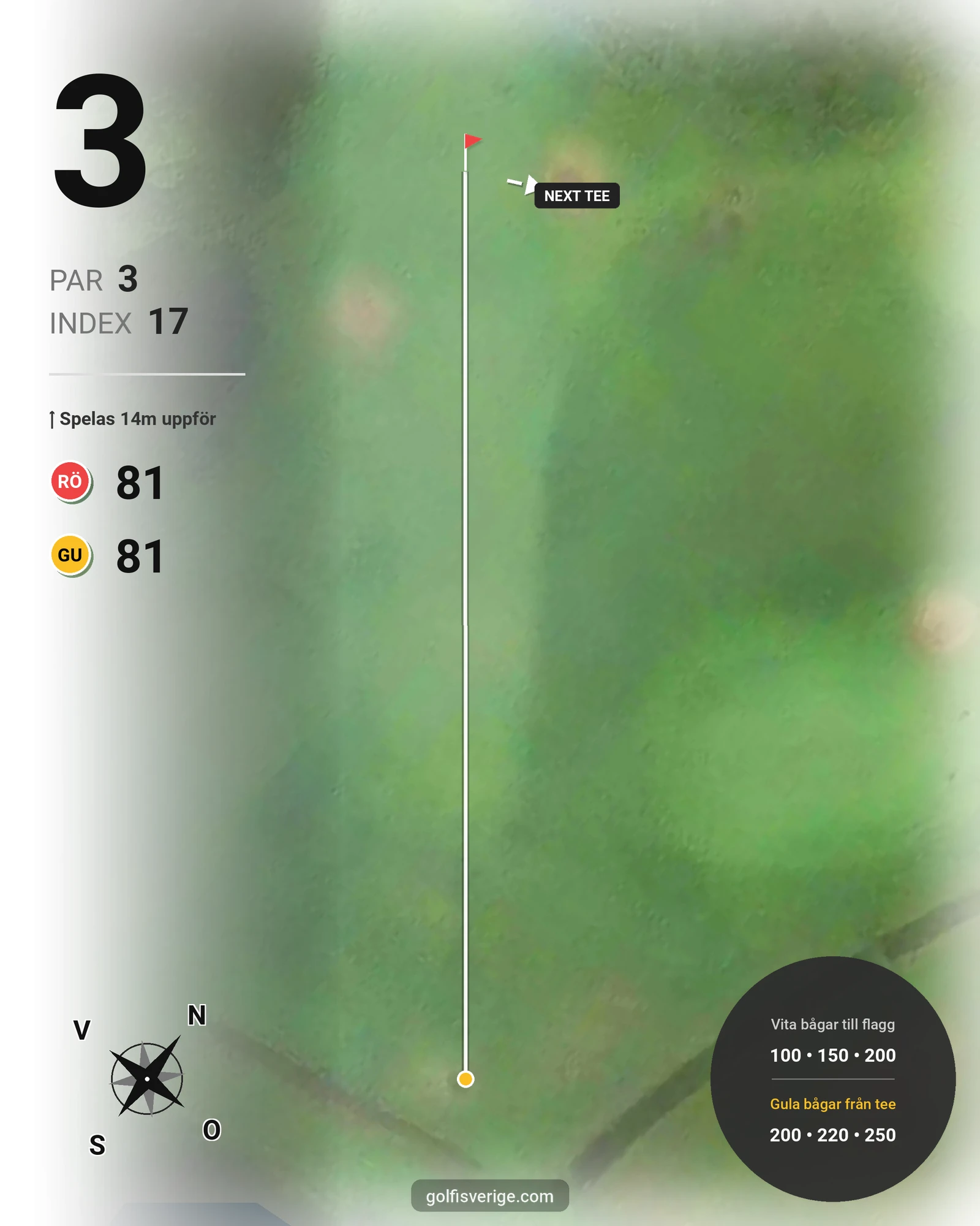 Banguide Korthålsbanan på Kungsbacka Golfklubb - Hål 3 karta