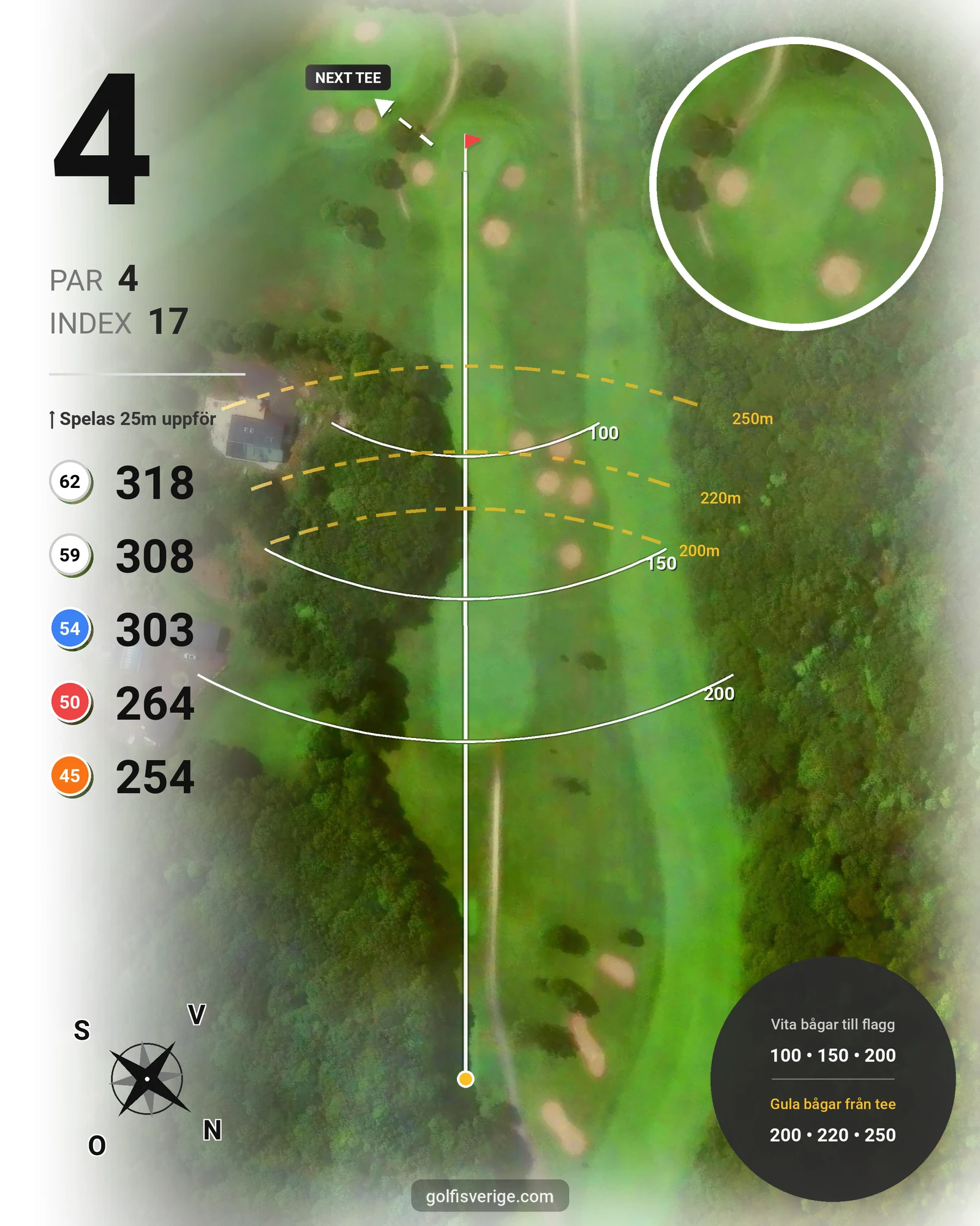 Banguide Gamla Banan (18-hålsbanan) på Kungsbacka Golfklubb - Hål 4 karta