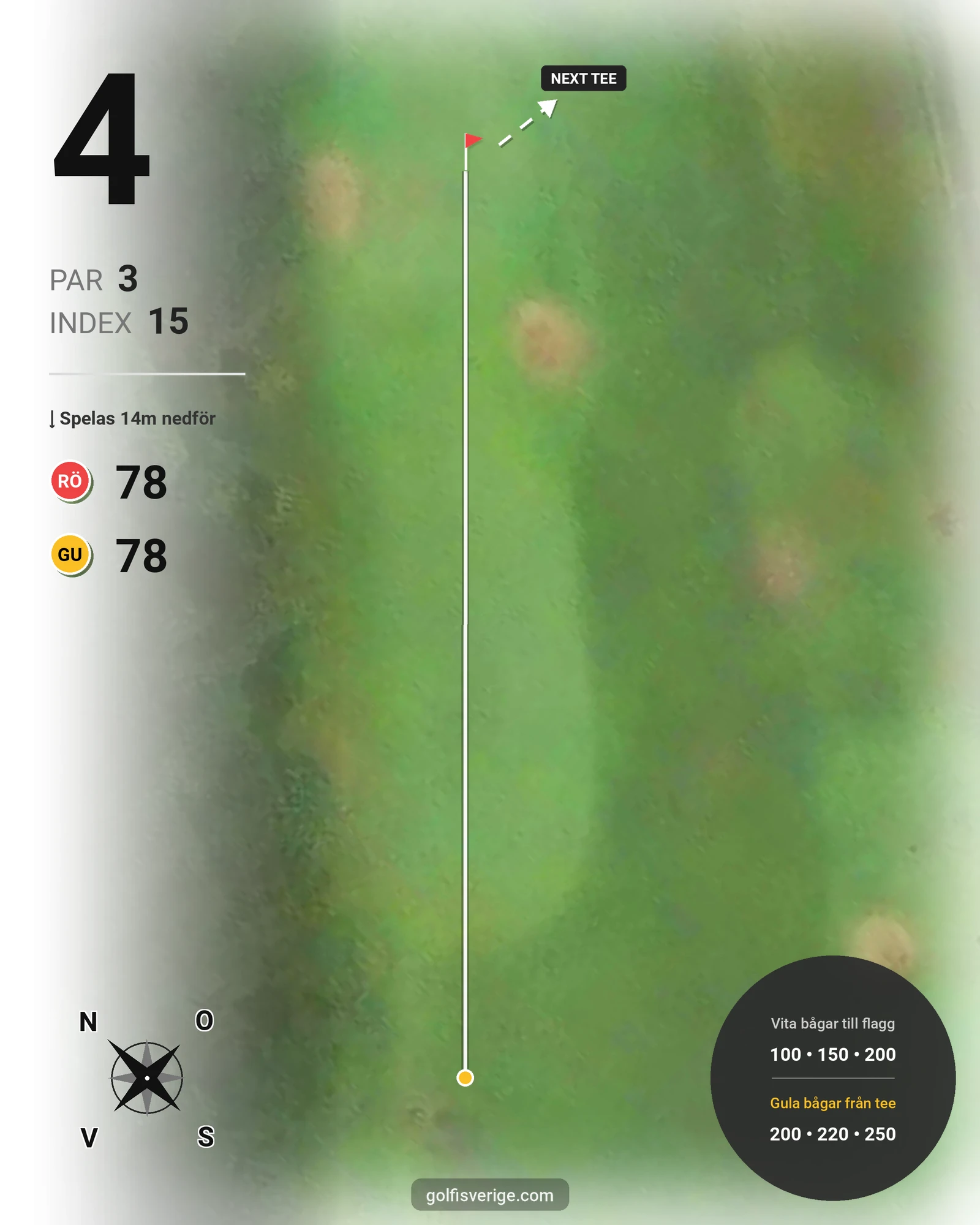 Banguide Korthålsbanan på Kungsbacka Golfklubb - Hål 4 karta
