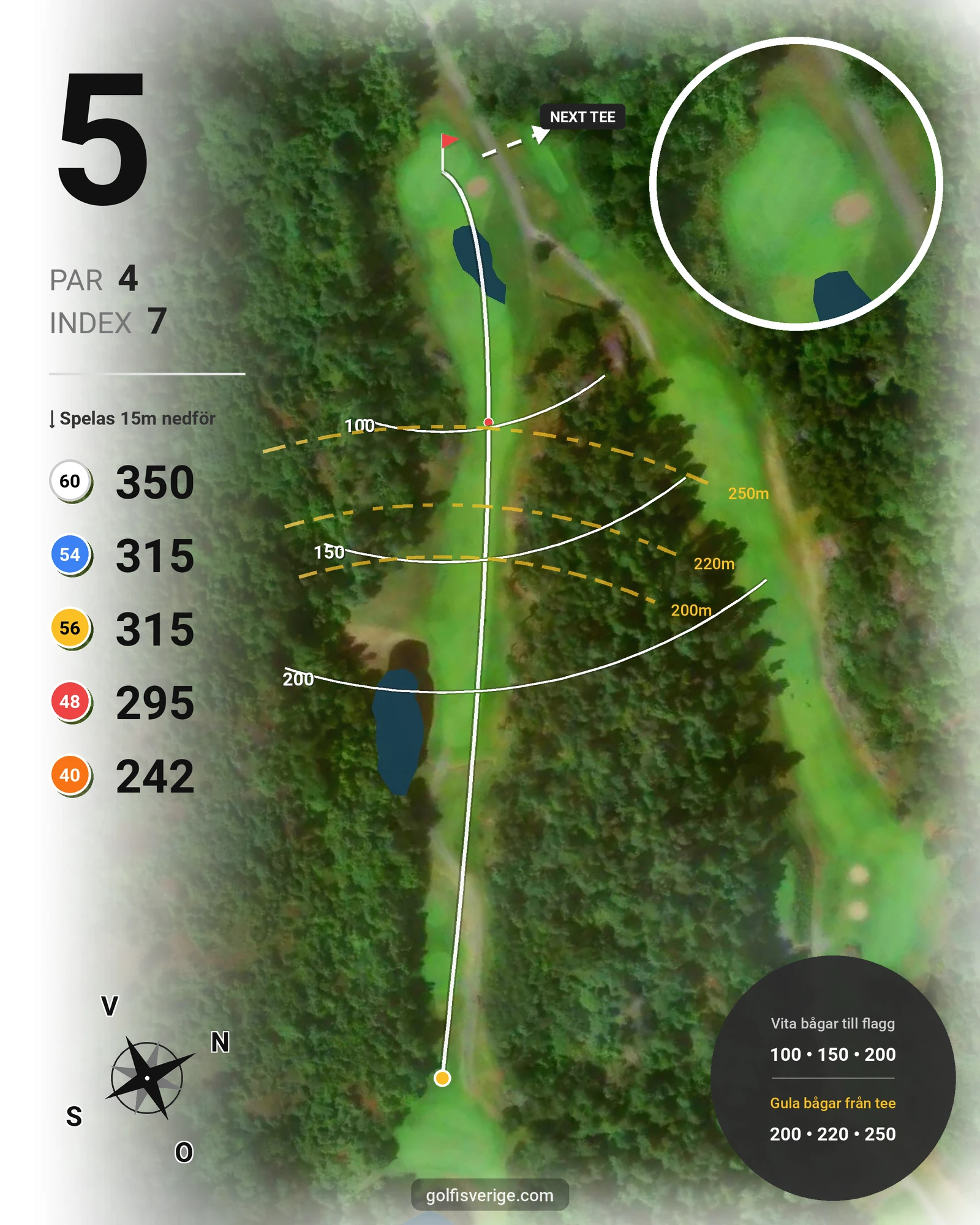 Banguide Nya Banan (9-hålsbanan) på Kungsbacka Golfklubb - Hål 5 karta