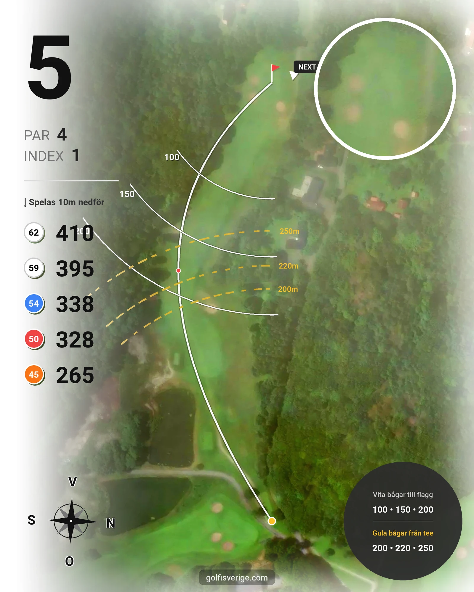Banguide Gamla Banan (18-hålsbanan) på Kungsbacka Golfklubb - Hål 5 karta