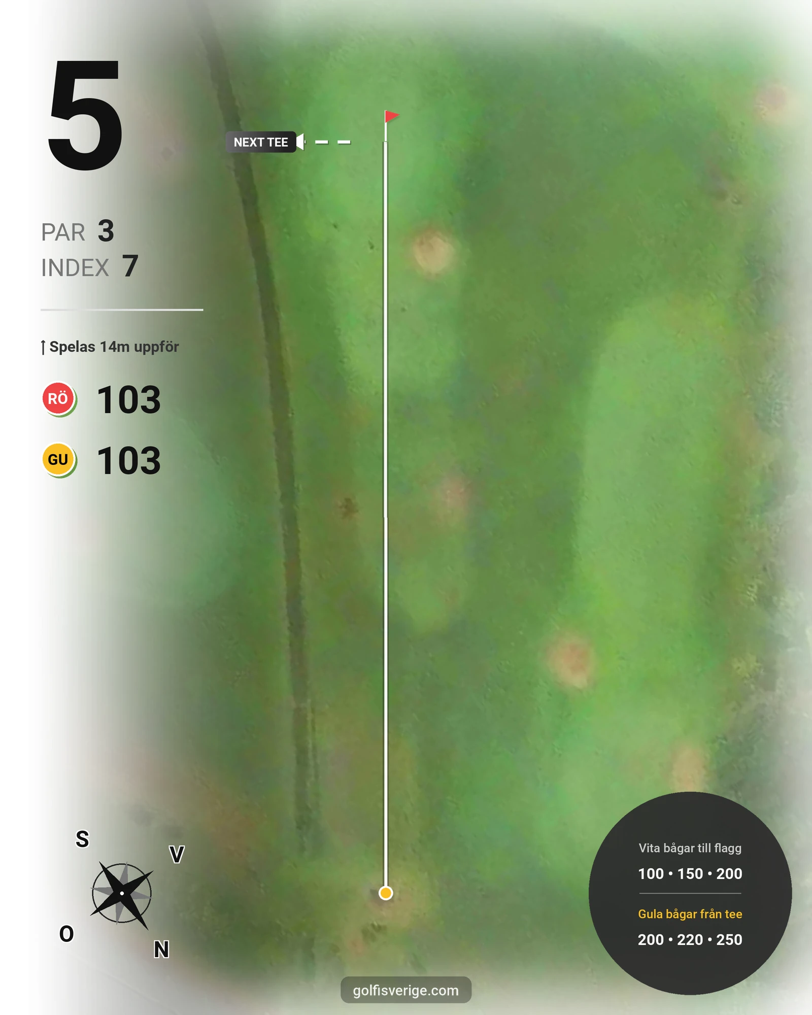 Banguide Korthålsbanan på Kungsbacka Golfklubb - Hål 5 karta