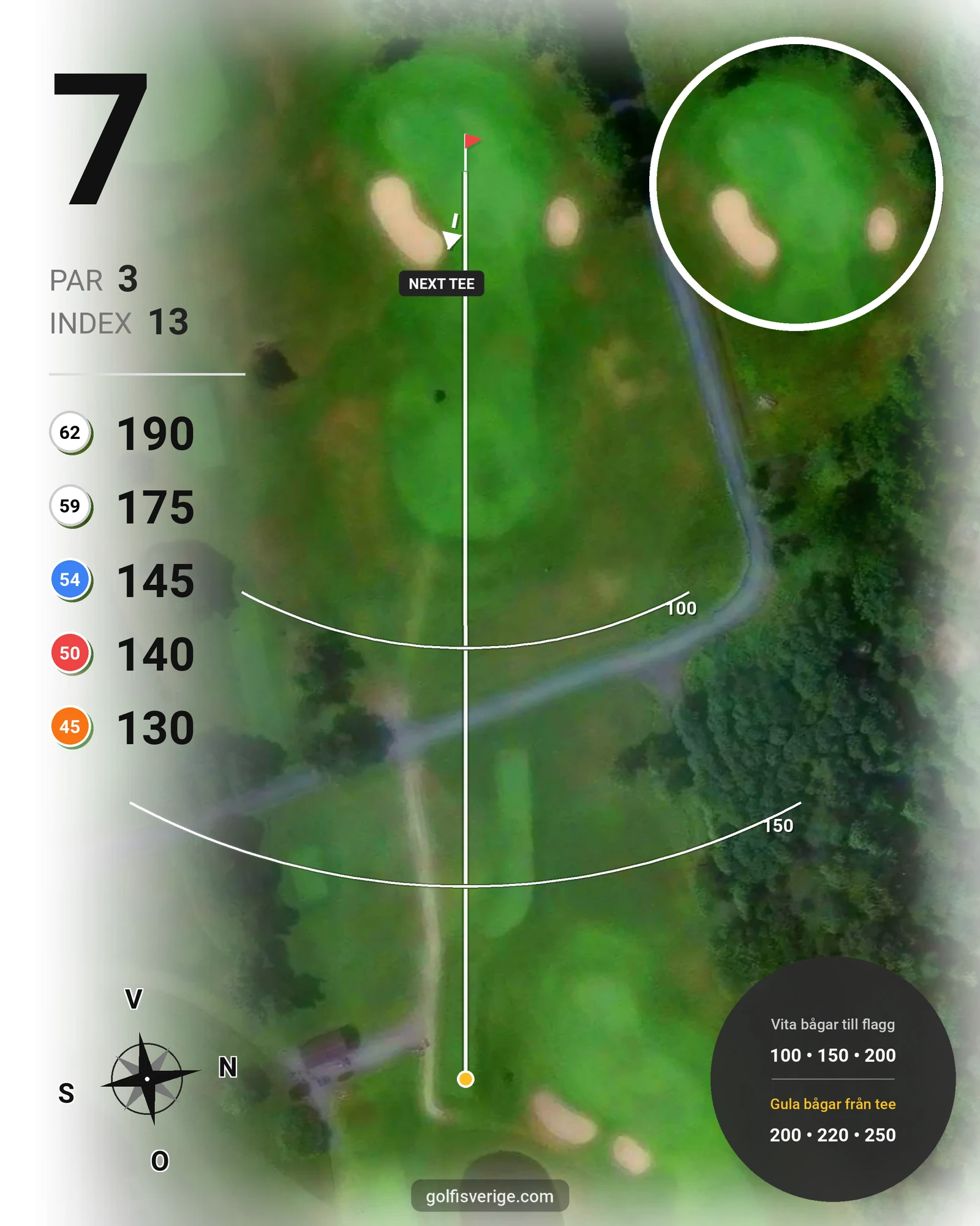 Banguide Gamla Banan (18-hålsbanan) på Kungsbacka Golfklubb - Hål 7 karta