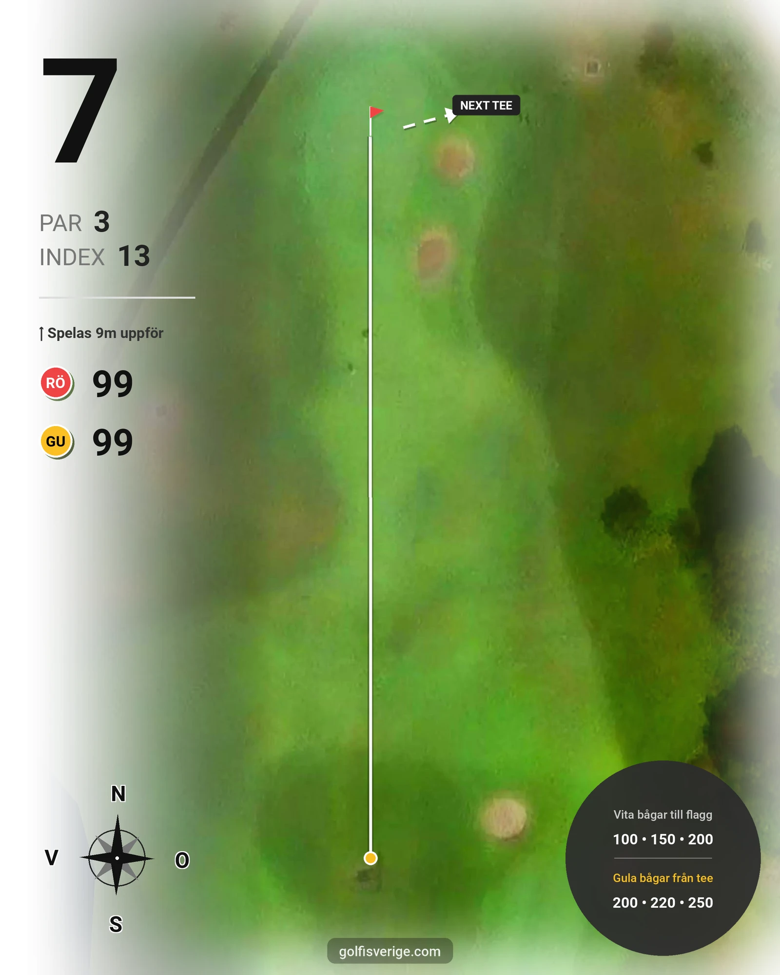Banguide Korthålsbanan på Kungsbacka Golfklubb - Hål 7 karta